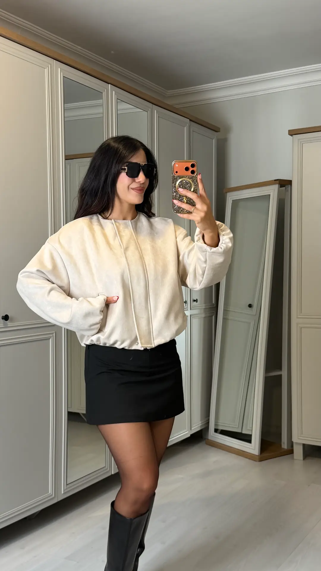 Risa Bej Süet Bomber Ceket - Bej