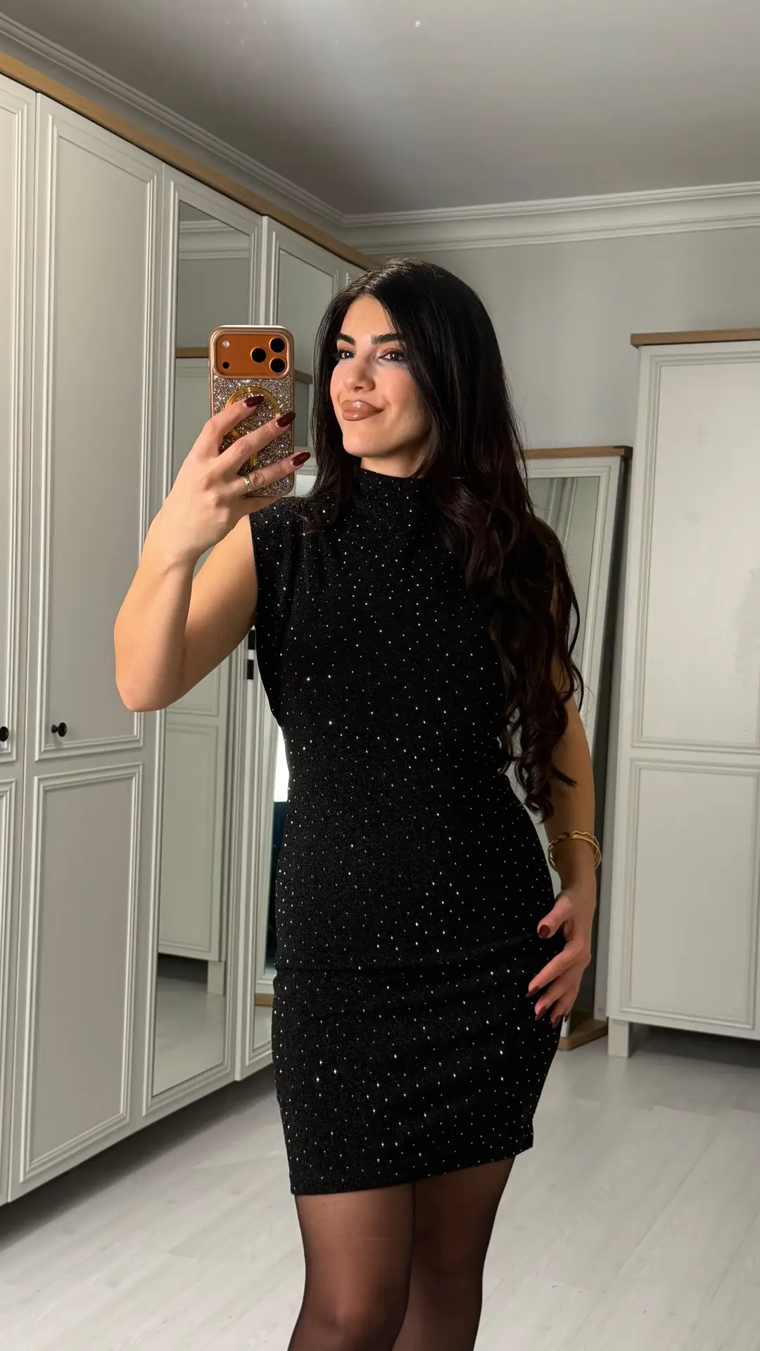Raluca Siyah Omuz Detaylı Taşlı Elbise