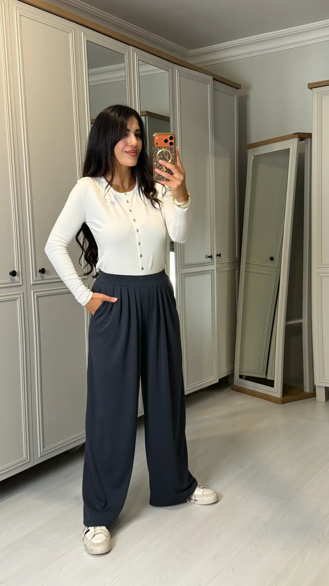 Fia Füme Pileli Oys Pantolon - Füme