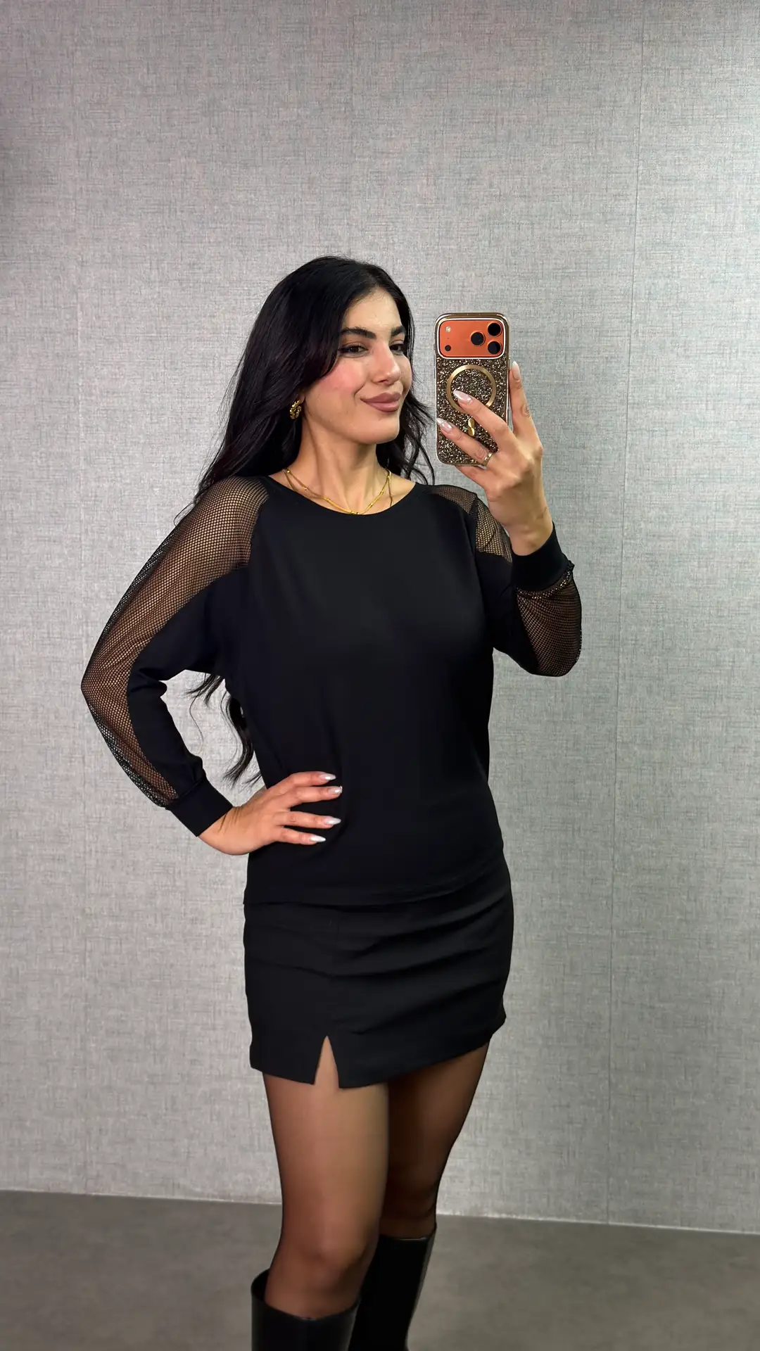 Dablin Siyah Kolları File Detaylı Bluz