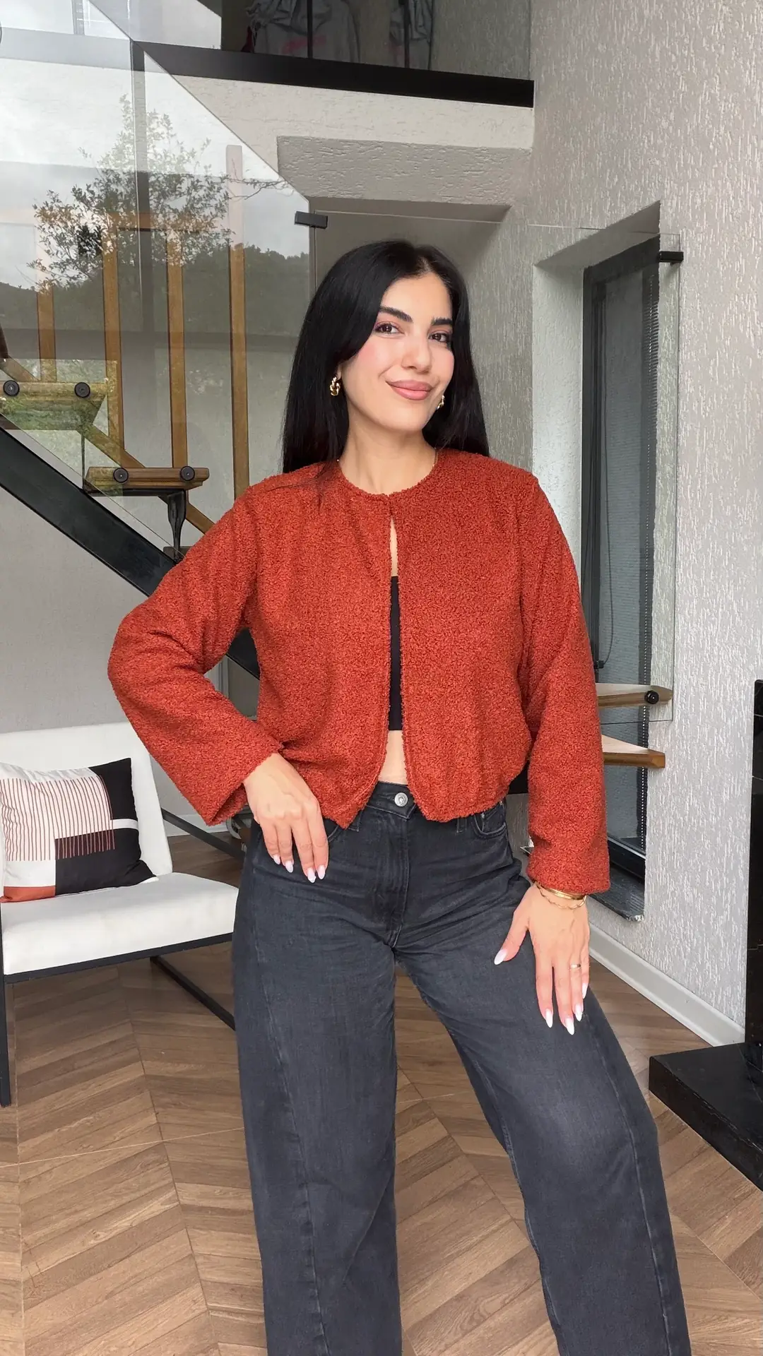 Mara Pelüş Teddy Hırka - Kiremit