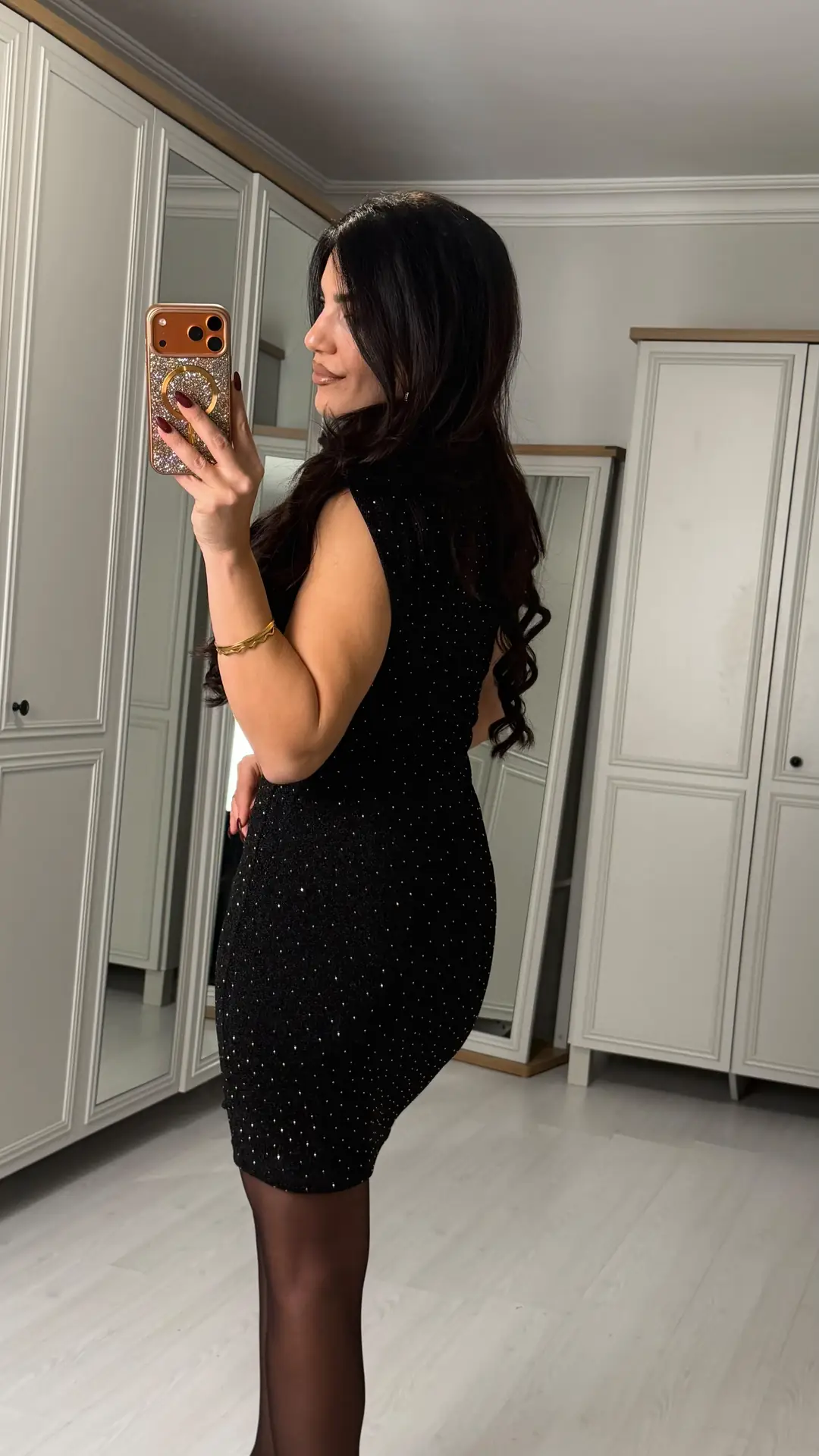 Raluca Siyah Omuz Detaylı Taşlı Elbise