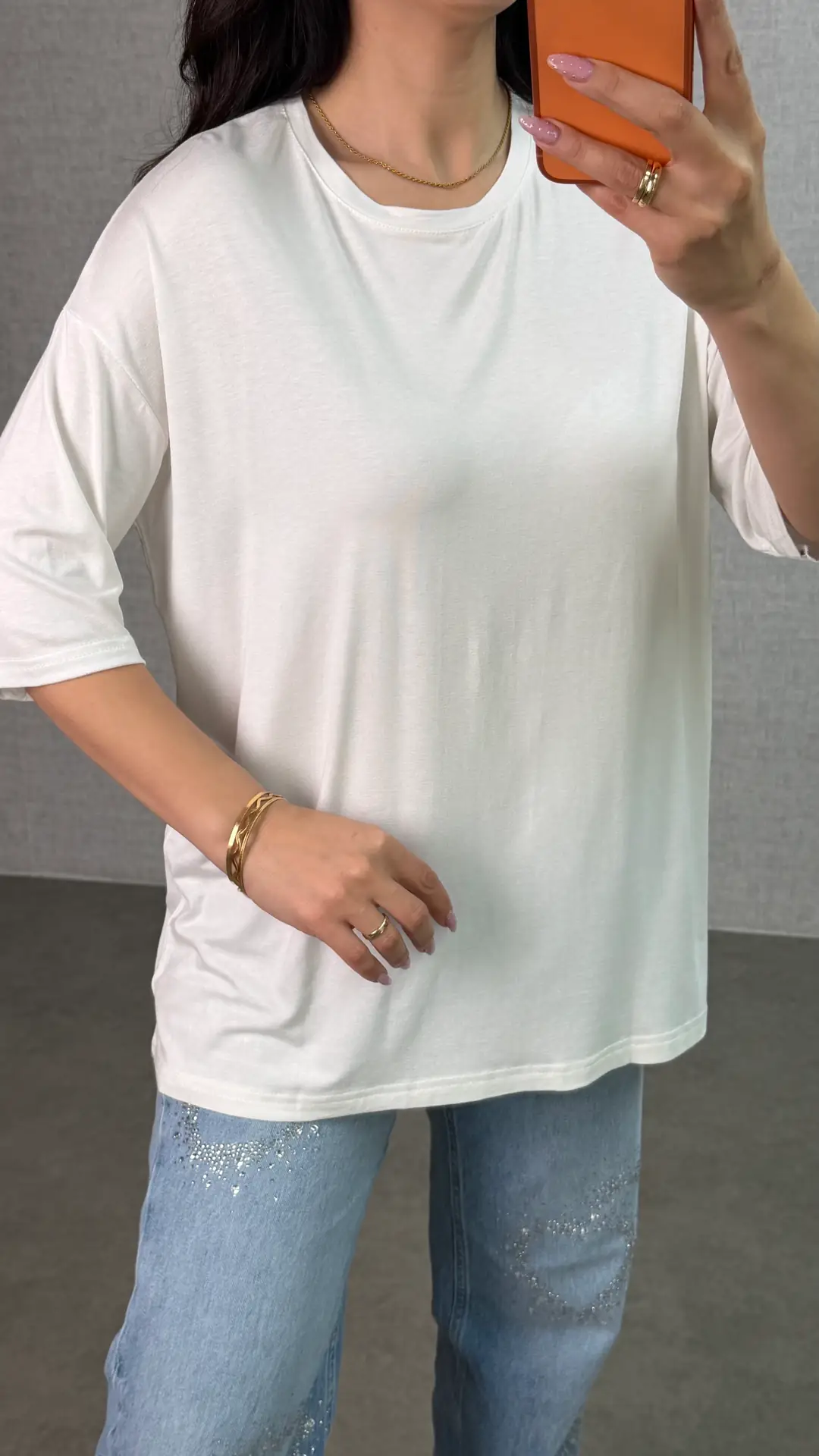 Valu Beyaz Oversize Basic Tişört