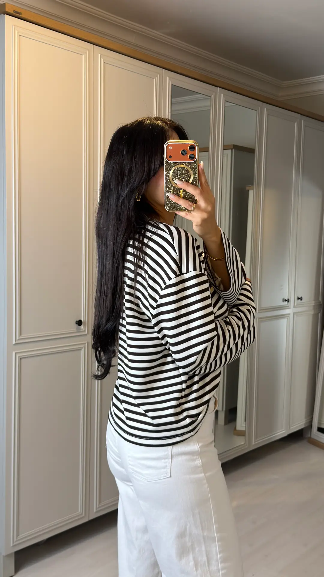 Liba Çizgili Baskılı Sweatshirt