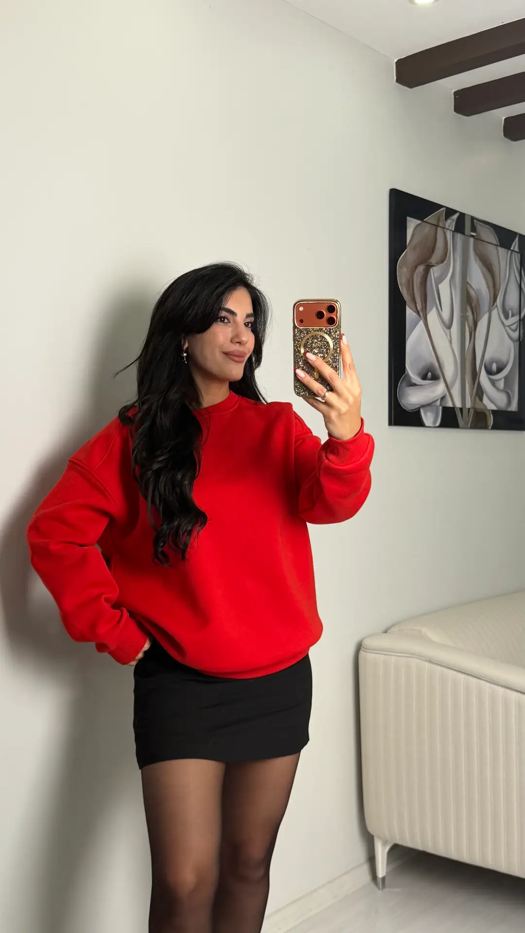 Vane Kırmızı Bisiklet Yaka Sweatshirt - Kırmızı