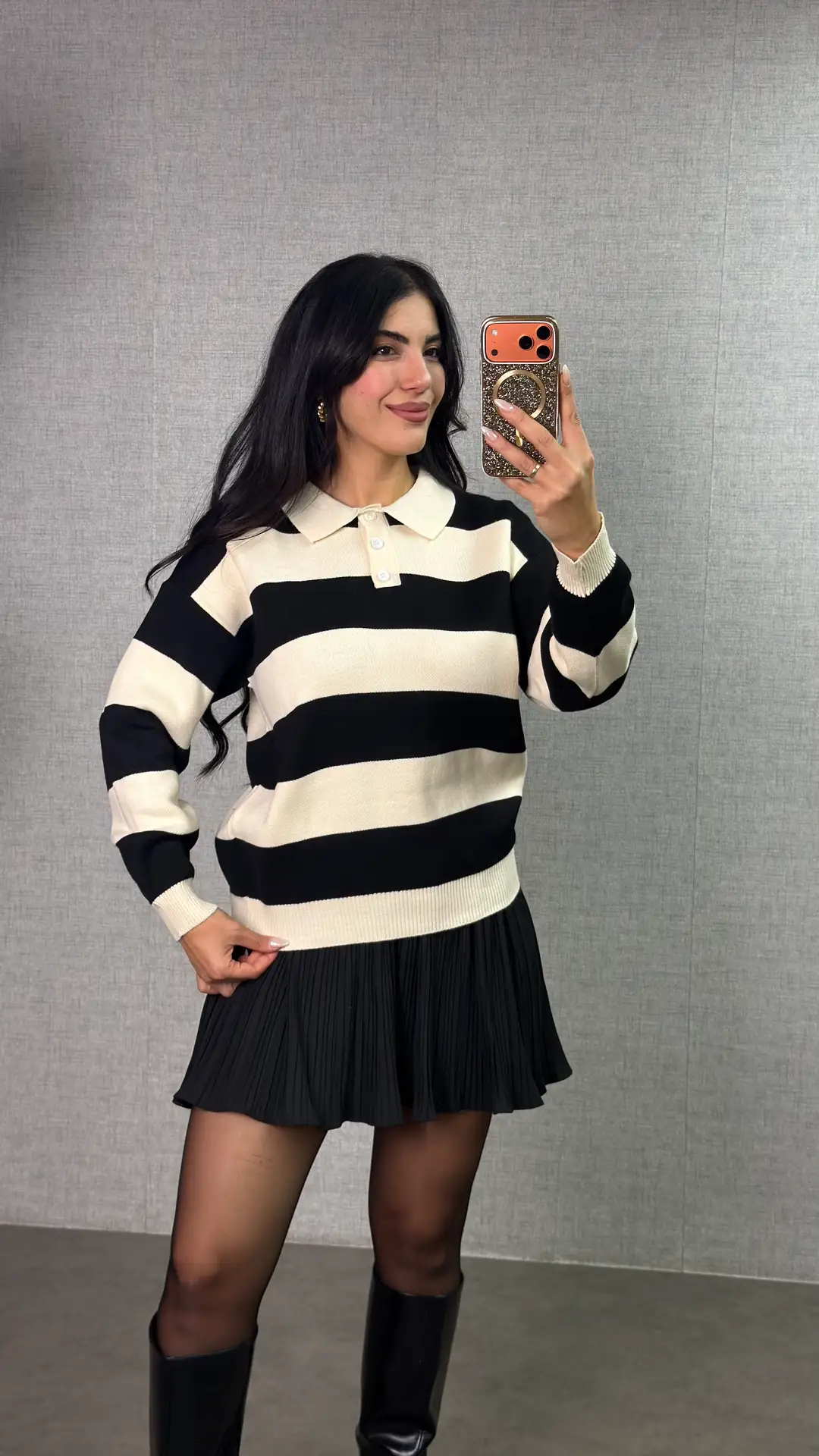 Vika Çizgili Triko Kazak