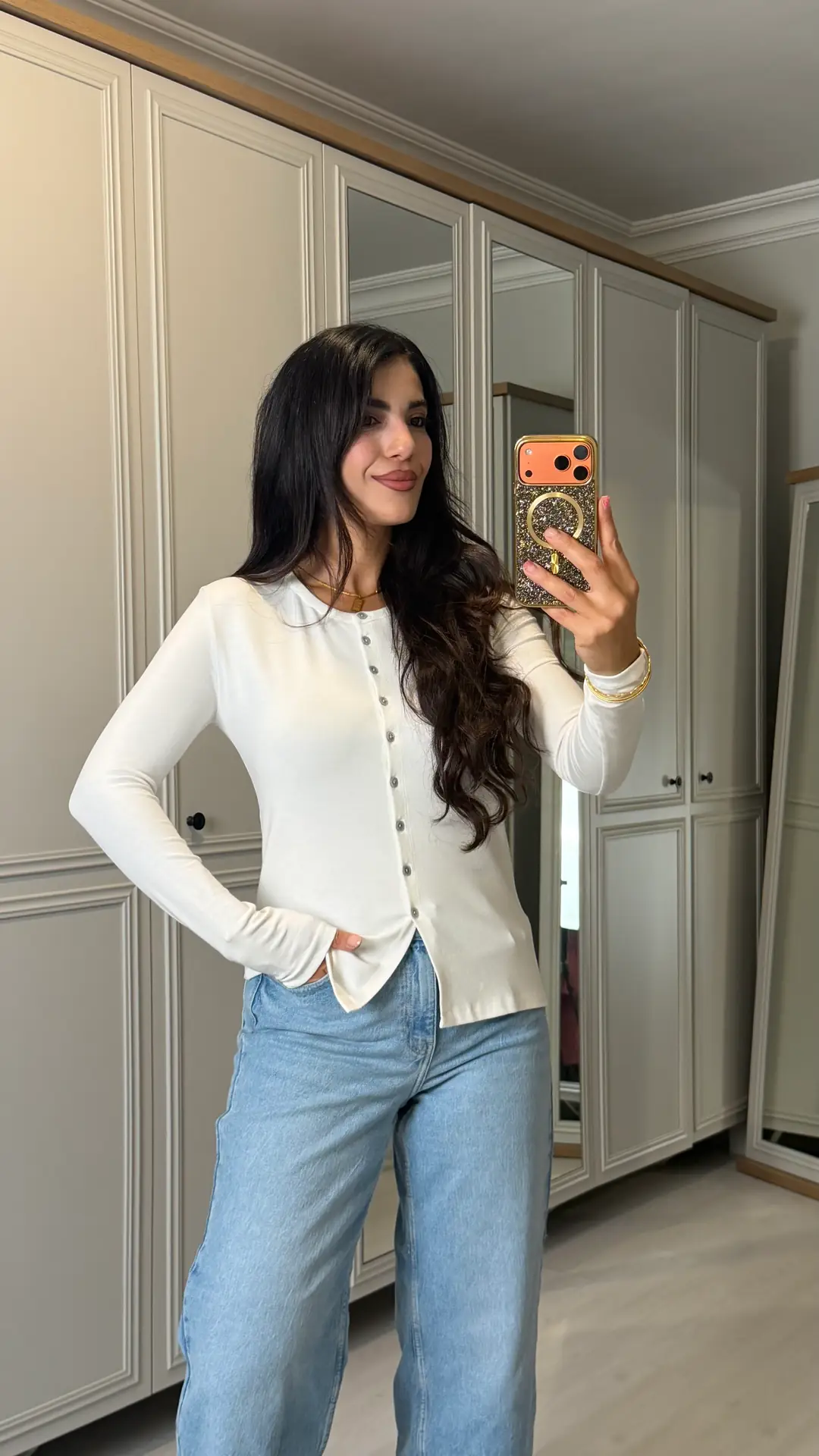 Mily Ekru Düğmeli Yumoş Hırka