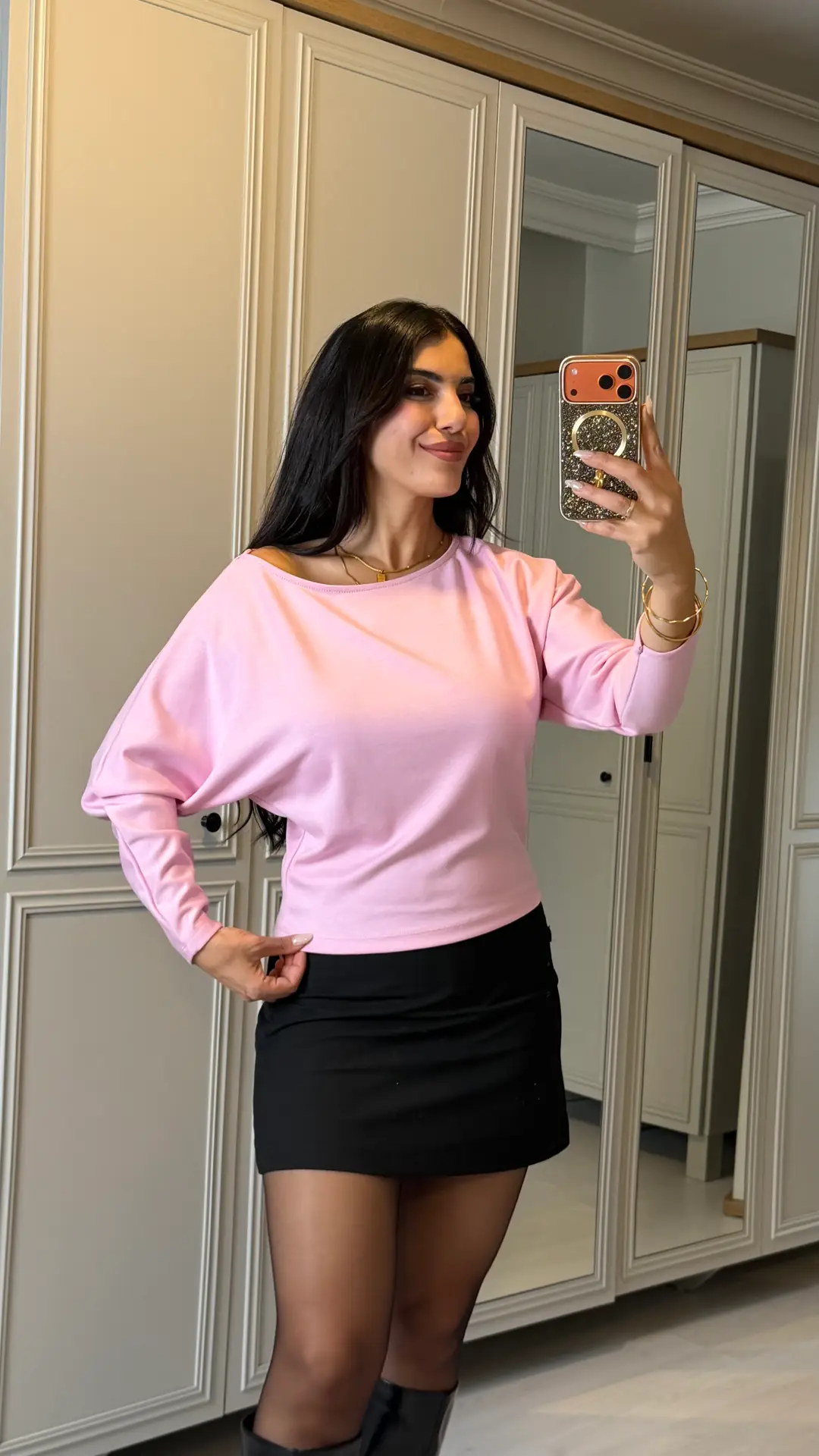 Rina Kayık Yaka Bluz - Pembe