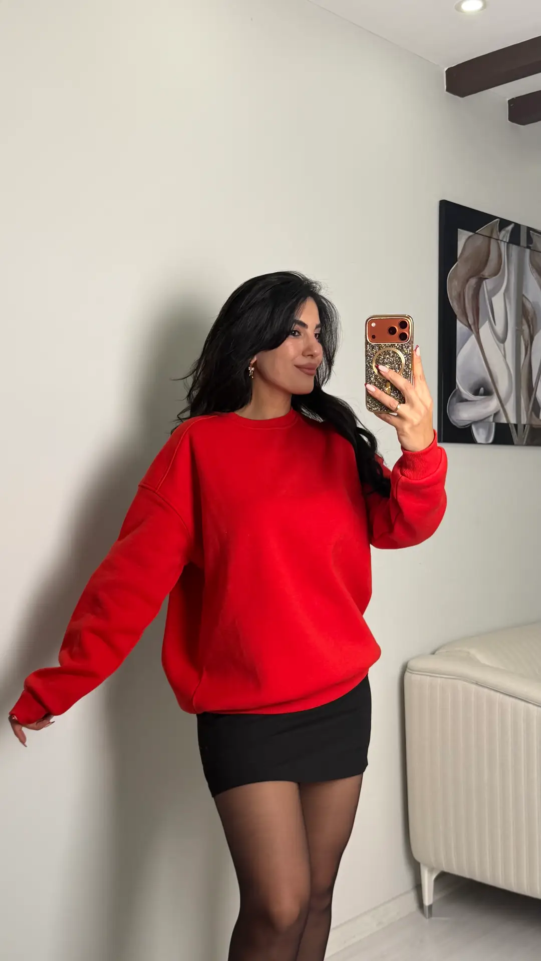 Vane Kırmızı Bisiklet Yaka Sweatshirt