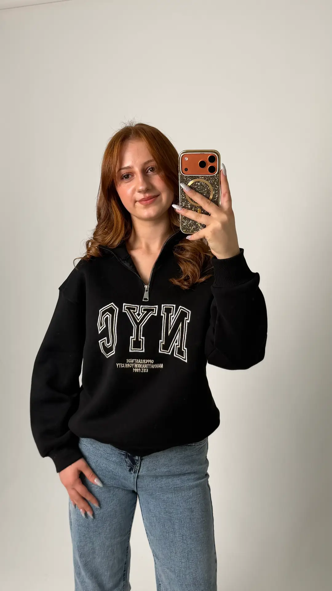 Nyc Fermuarlı Sweatshirt