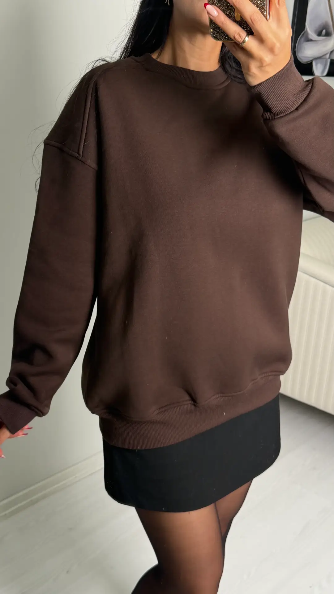Vane Kahverengi Bisiklet Yaka Sweatshirt