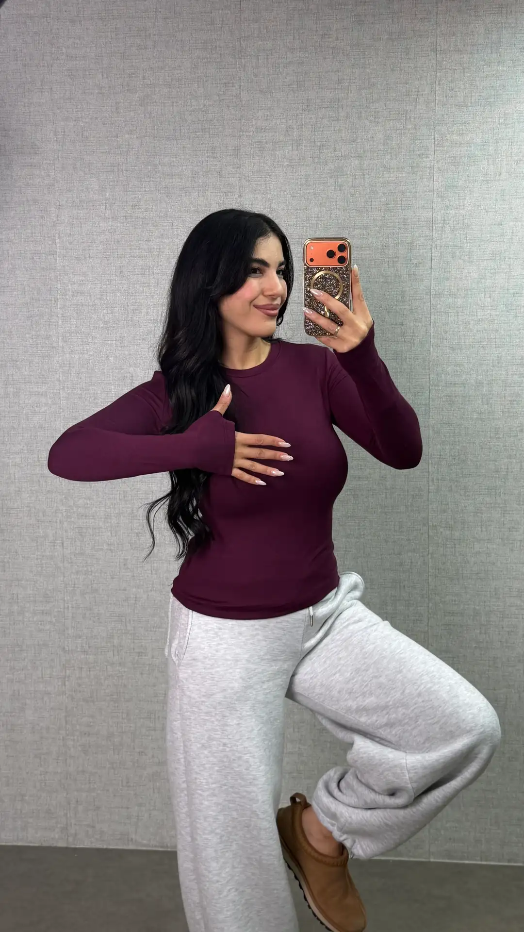 Panne Parmak Geçirmeli Bluz - Mürdüm