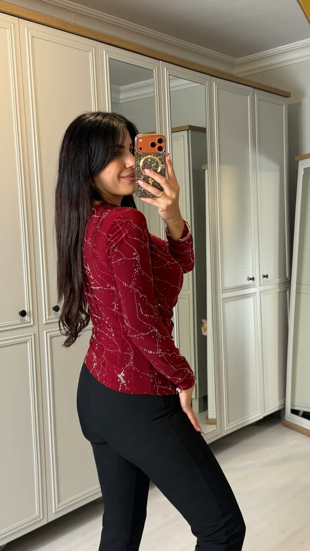 Rela Bordo Taşlı Sandy Bluz