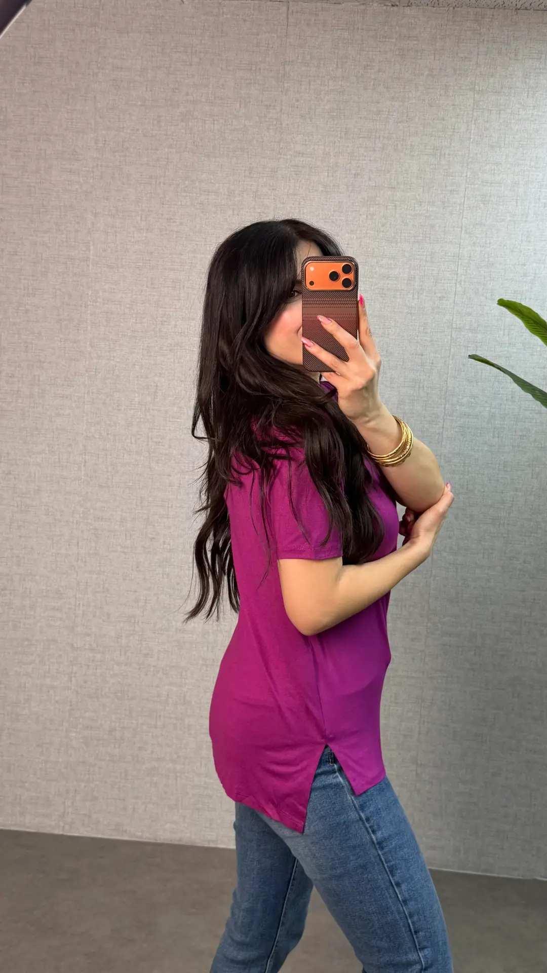 Same Pembe Bisiklet Yaka Basic Tişört
