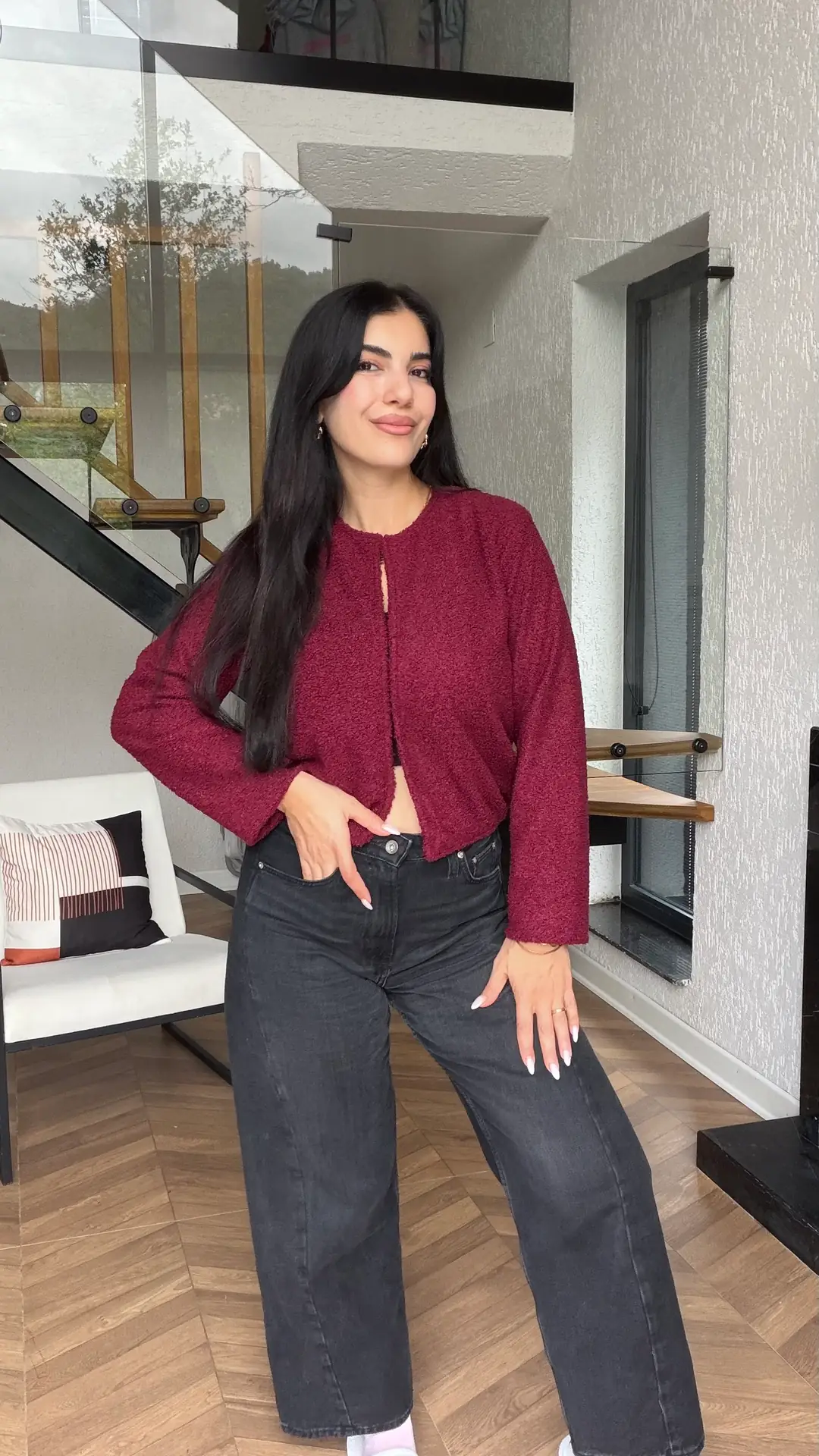 Mara Pelüş Teddy Hırka - Bordo