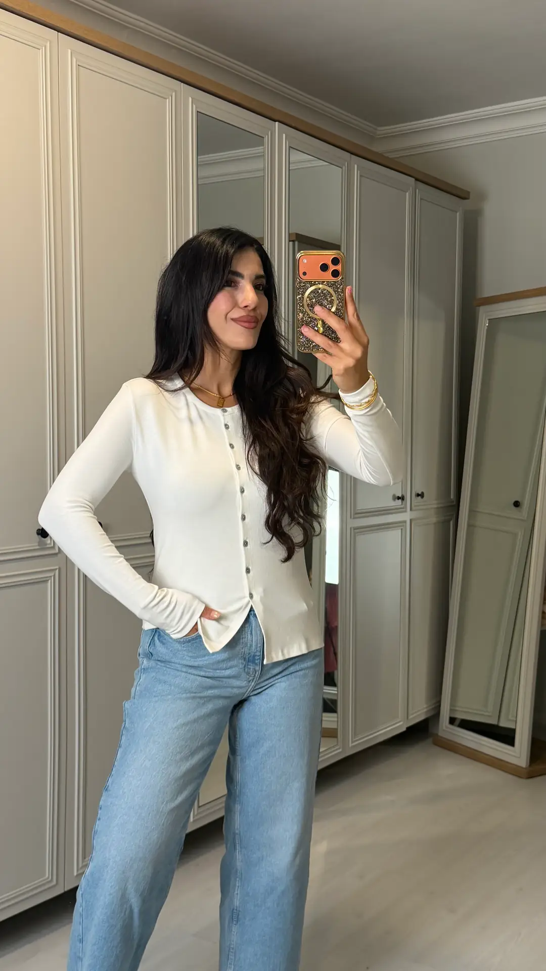 Mily Ekru Düğmeli Yumoş Hırka - Ekru