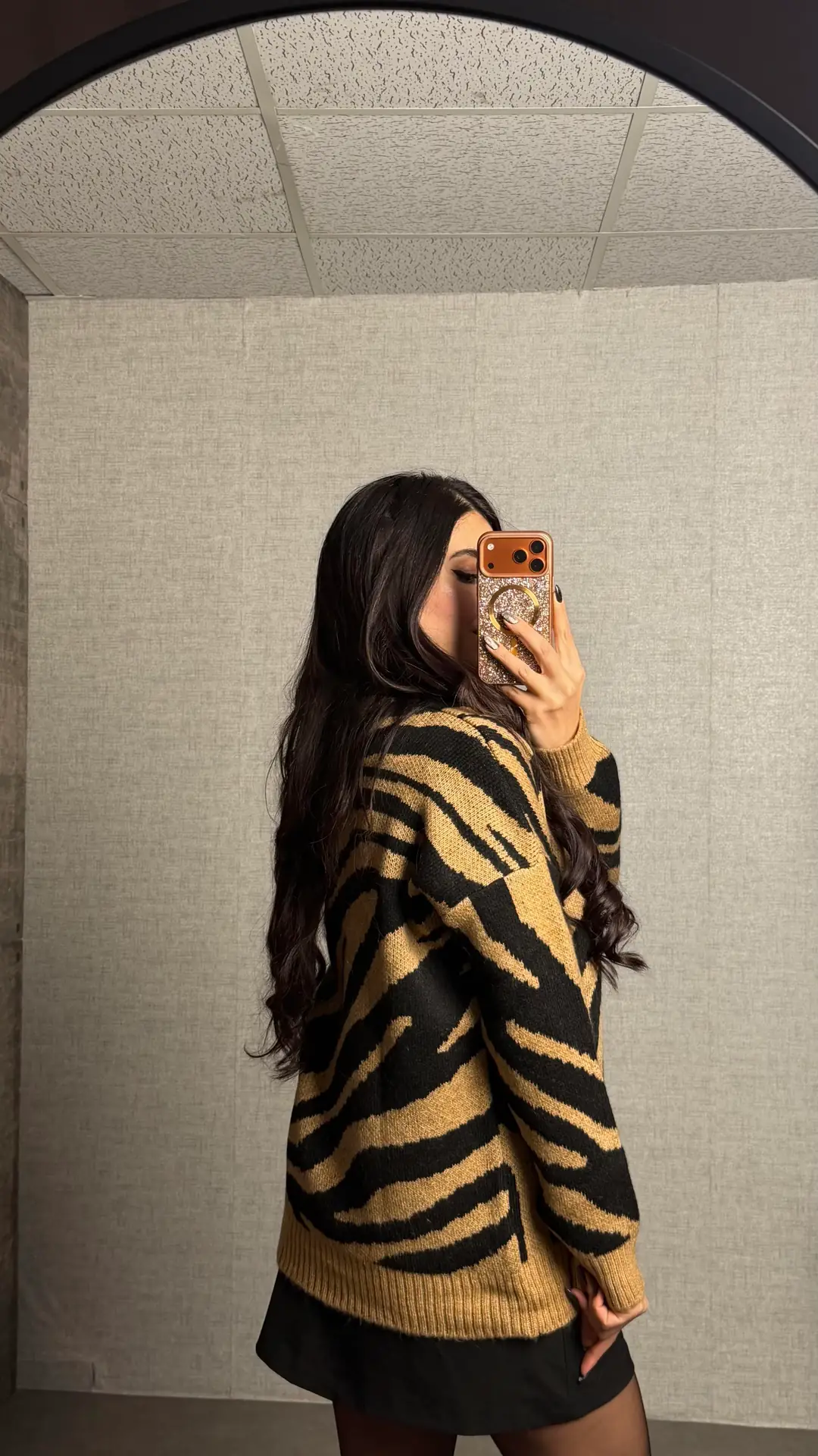 Lis Kahverengi Zebra Desen Hırka
