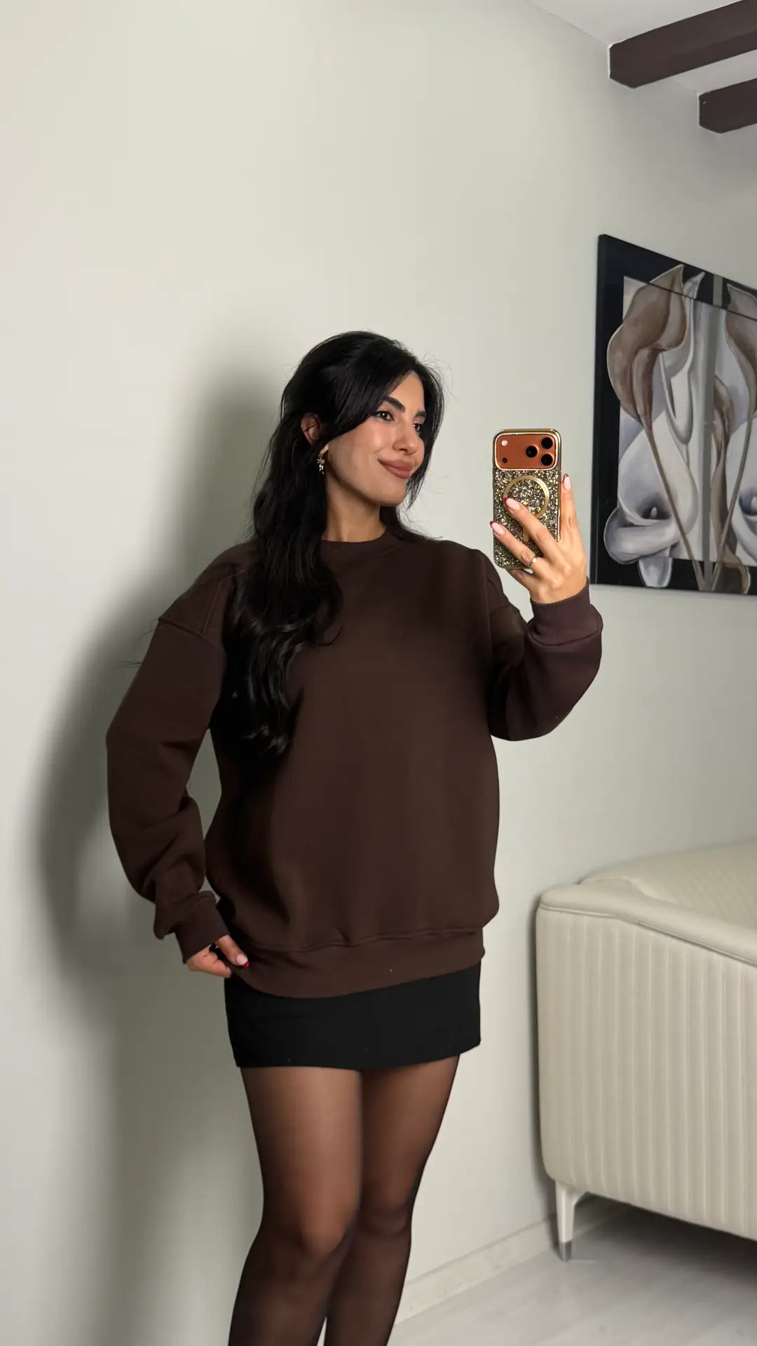 Vane Kahverengi Bisiklet Yaka Sweatshirt - Kahverengi