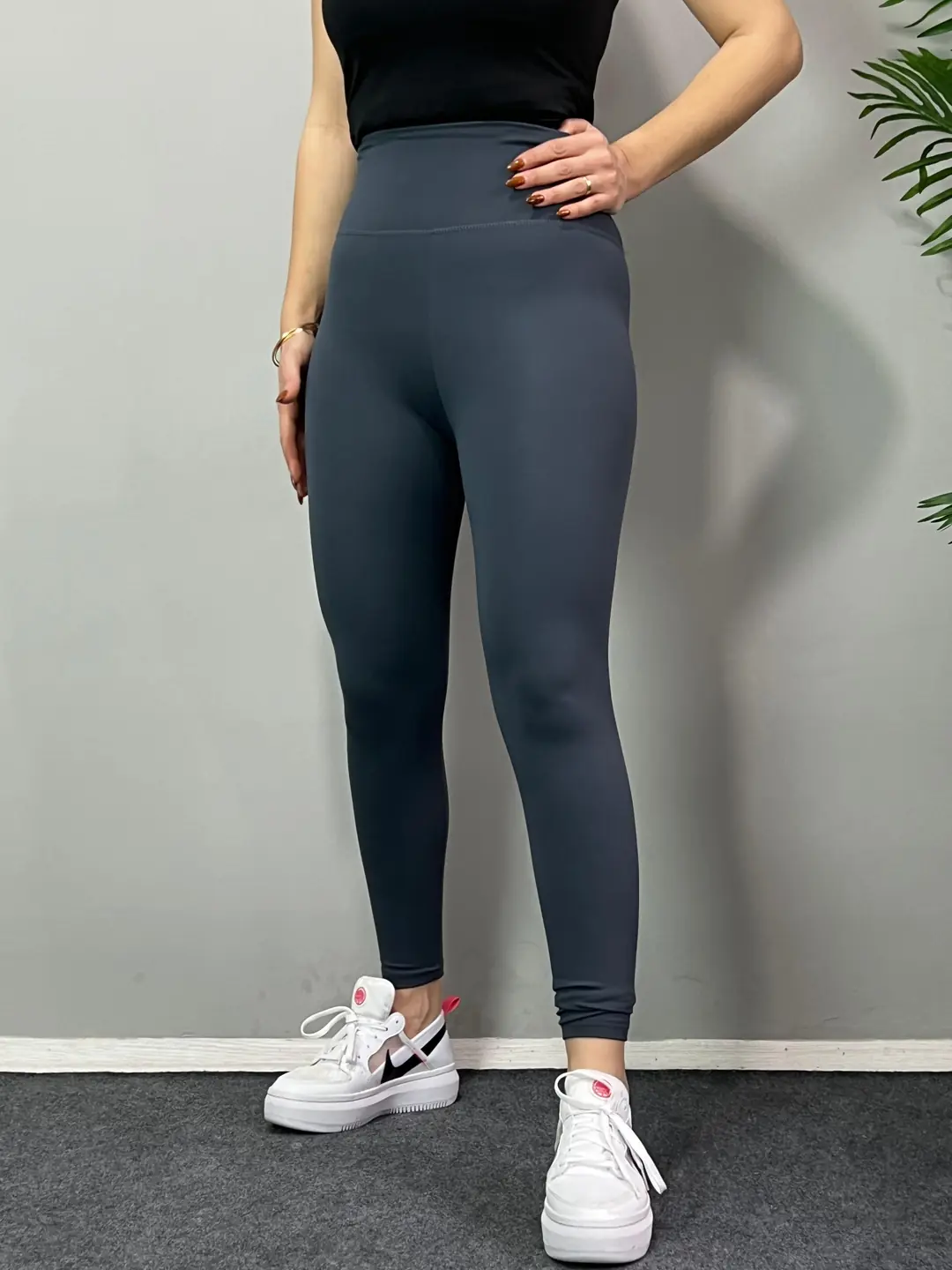 Nano Fit Füme Likralı Tayt - Füme
