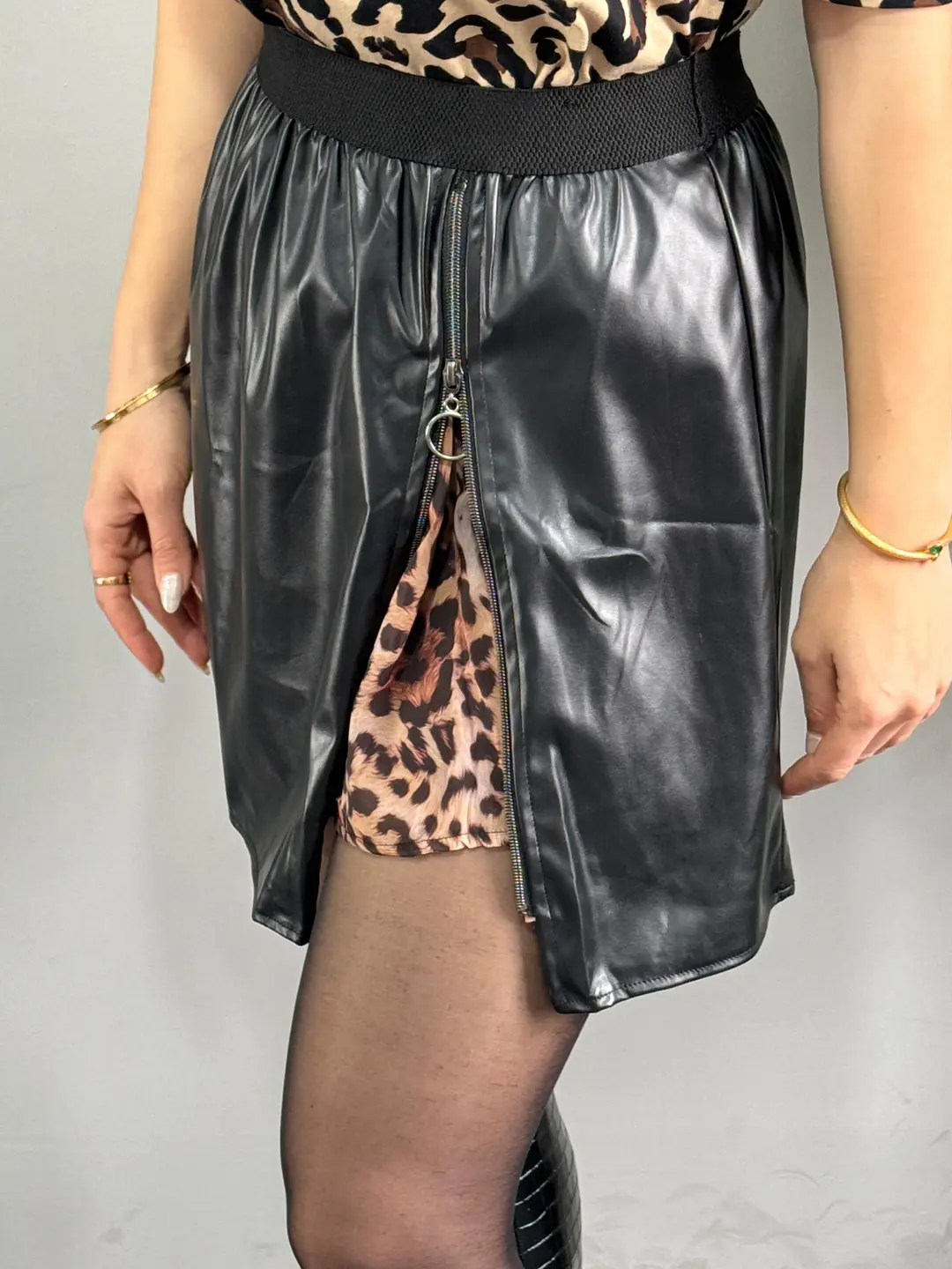 Gips Leopar Detaylı Kolyeli 2'Li Takım