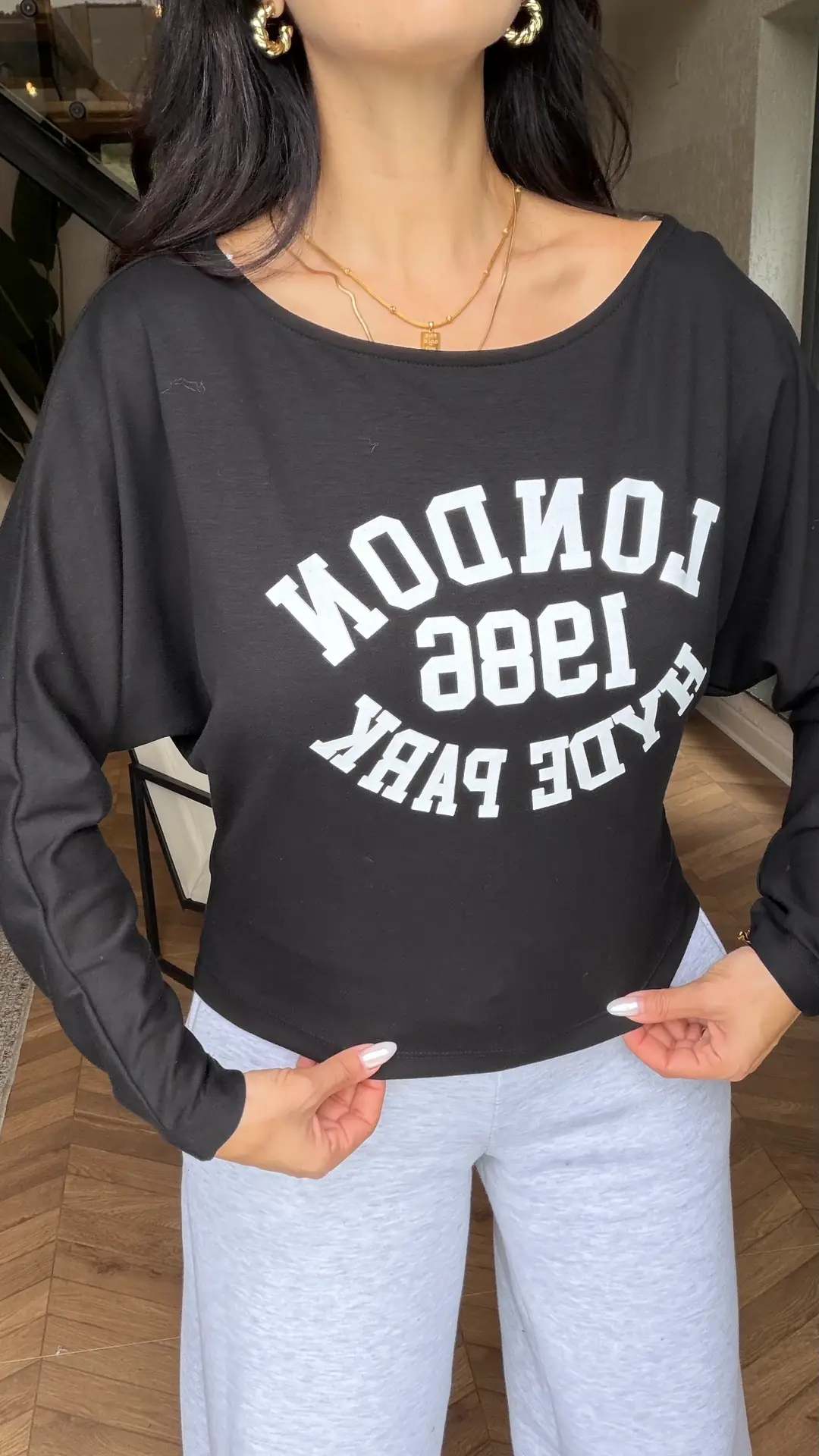 Pace Baskılı Kayık Yaka Bluz
