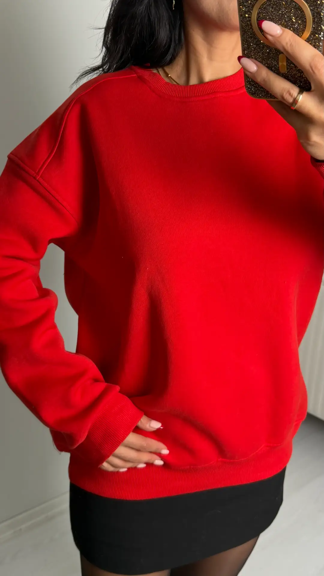 Vane Kırmızı Bisiklet Yaka Sweatshirt