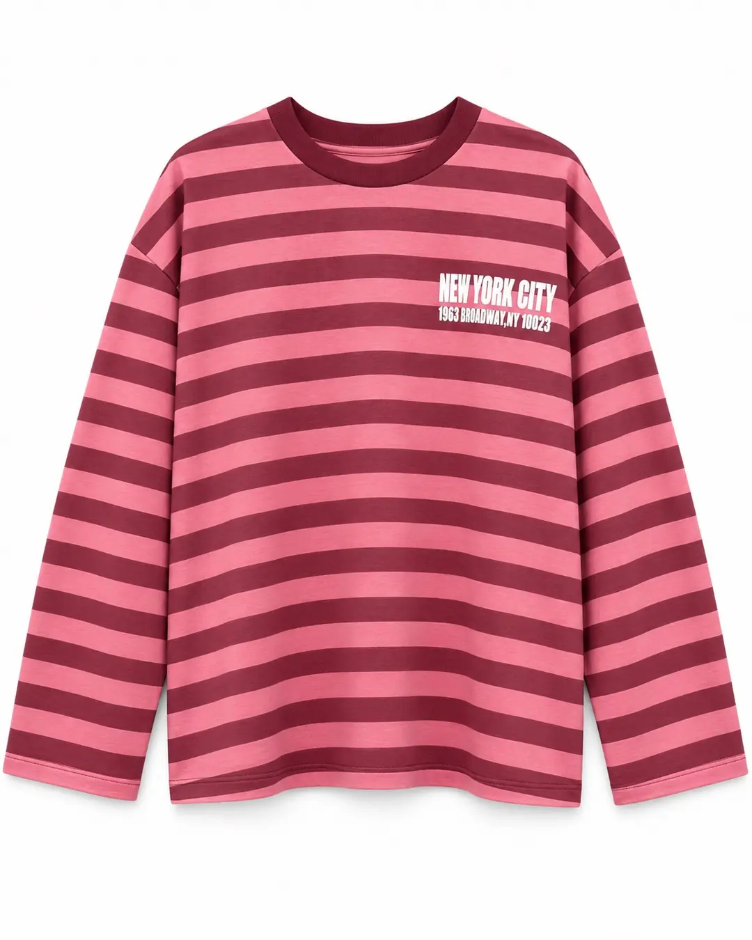 New York City Baskılı Çizgili Sweatshirt