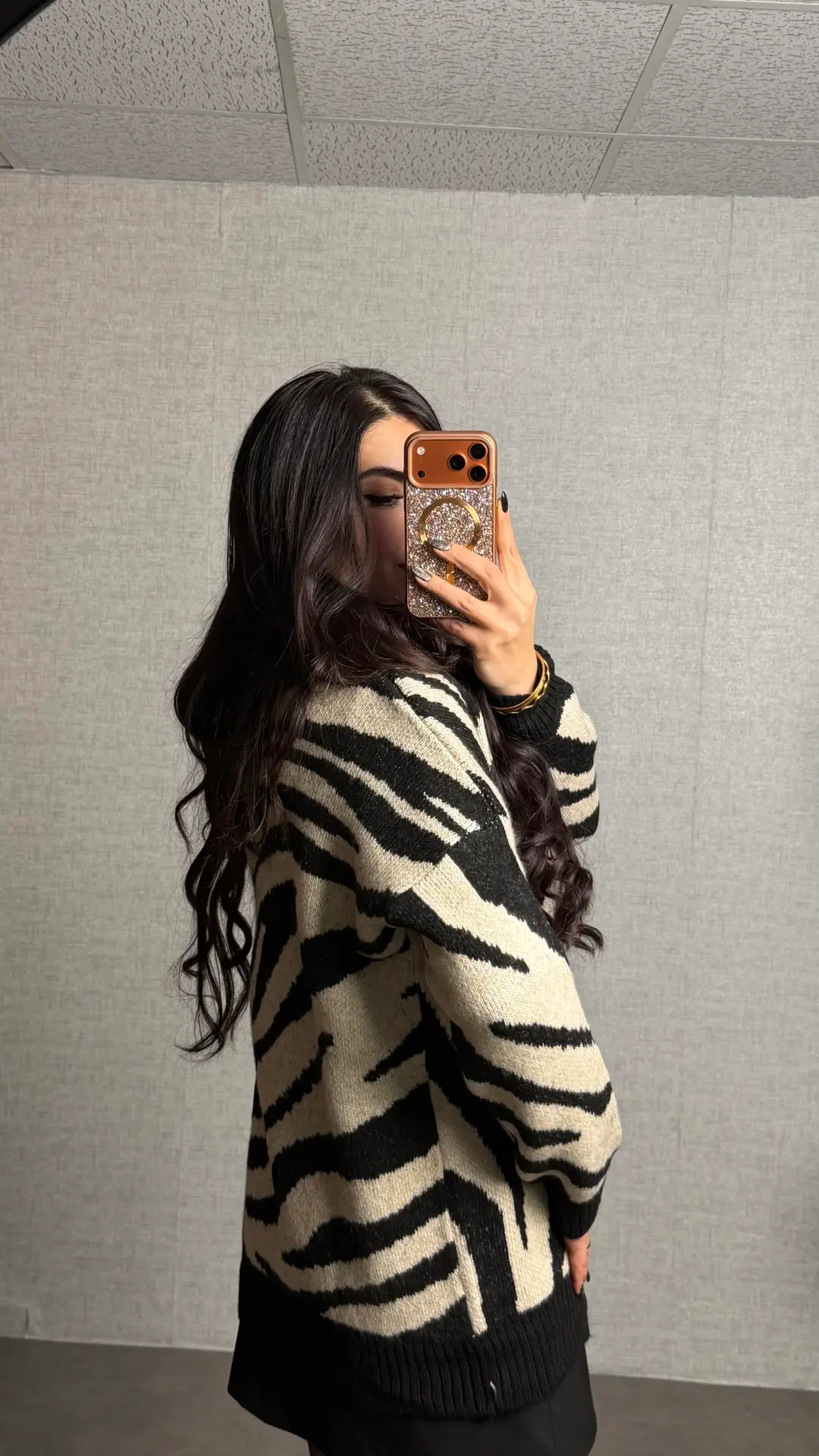 Lis Siyah Zebra Desen Hırka