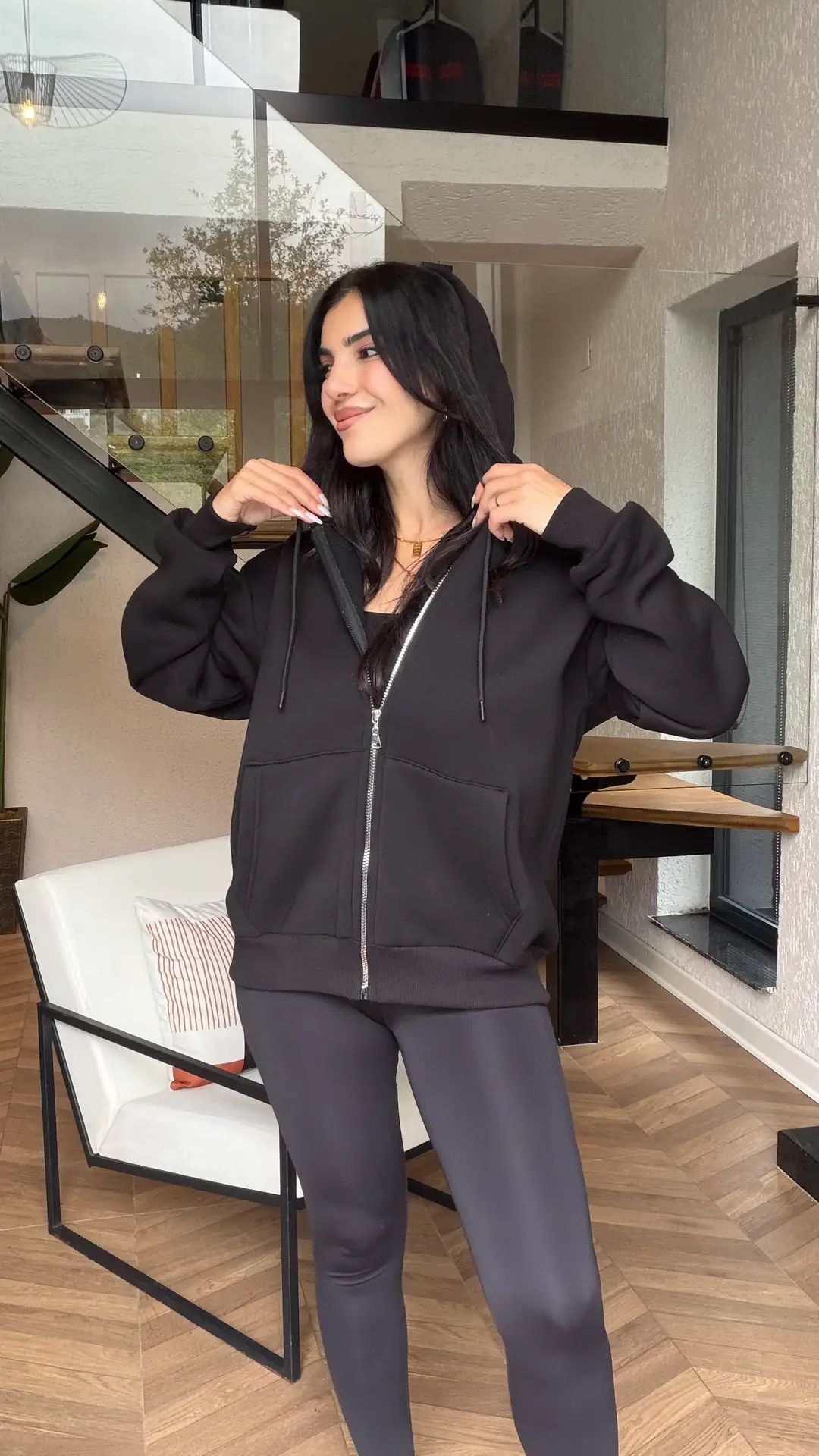 Paen Üç İplik Şardonlu Fermuarlı Sweatshirt