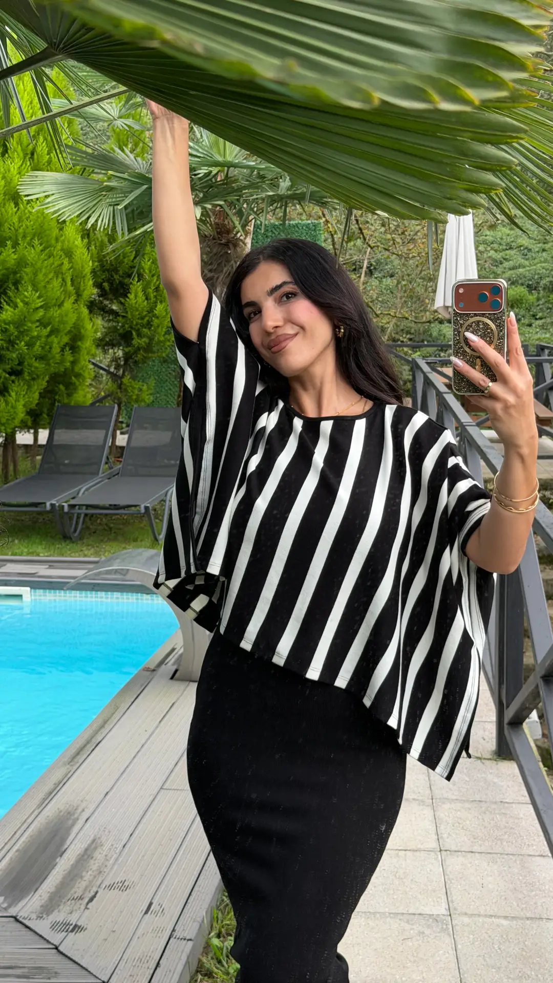 Fiano Üst Çizgili Pançolu Elbise İkili Takım