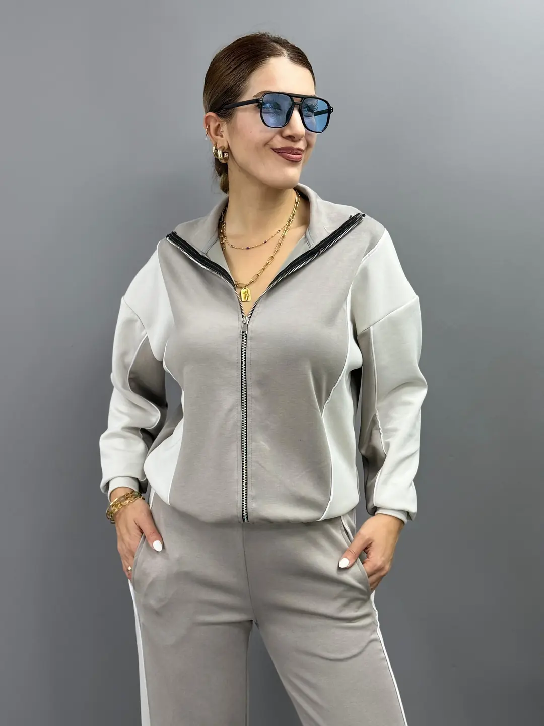 Dassa Gri Garnili İkili Modal Takım