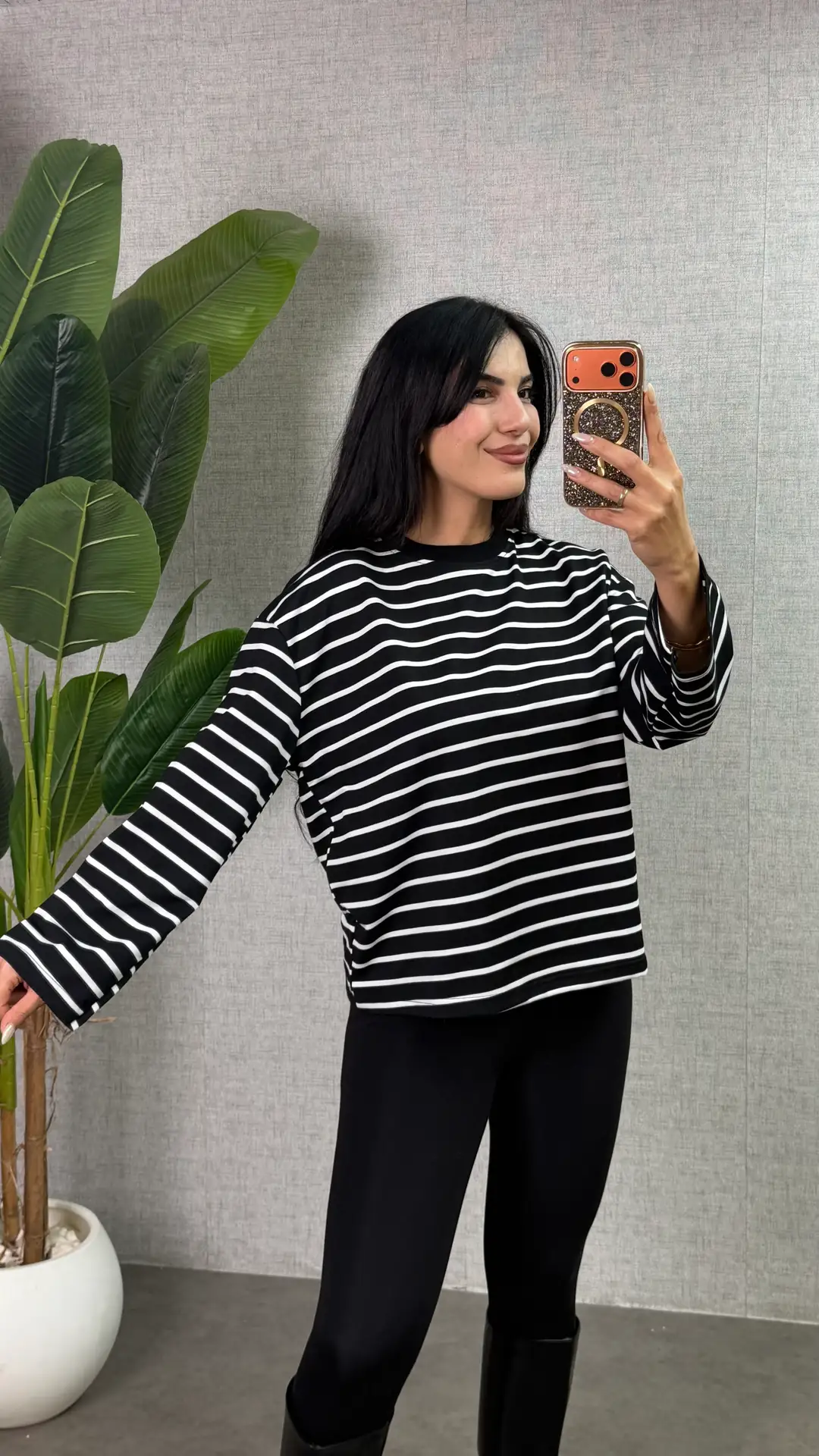 Poppy İki İplik Çizgili Sweatshirt
