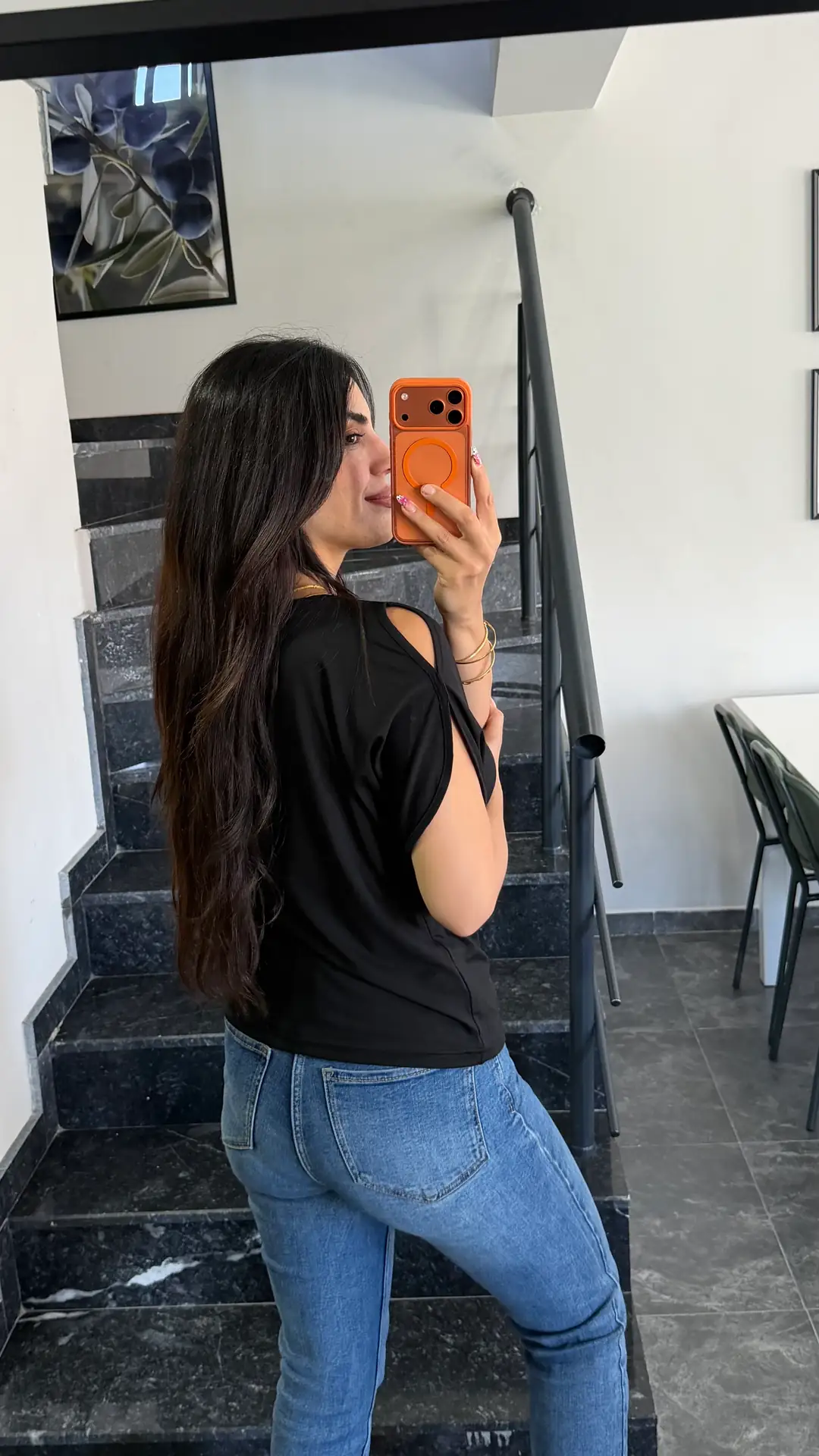 Rias Siyah Omuz Dekolteli Basic Bluz