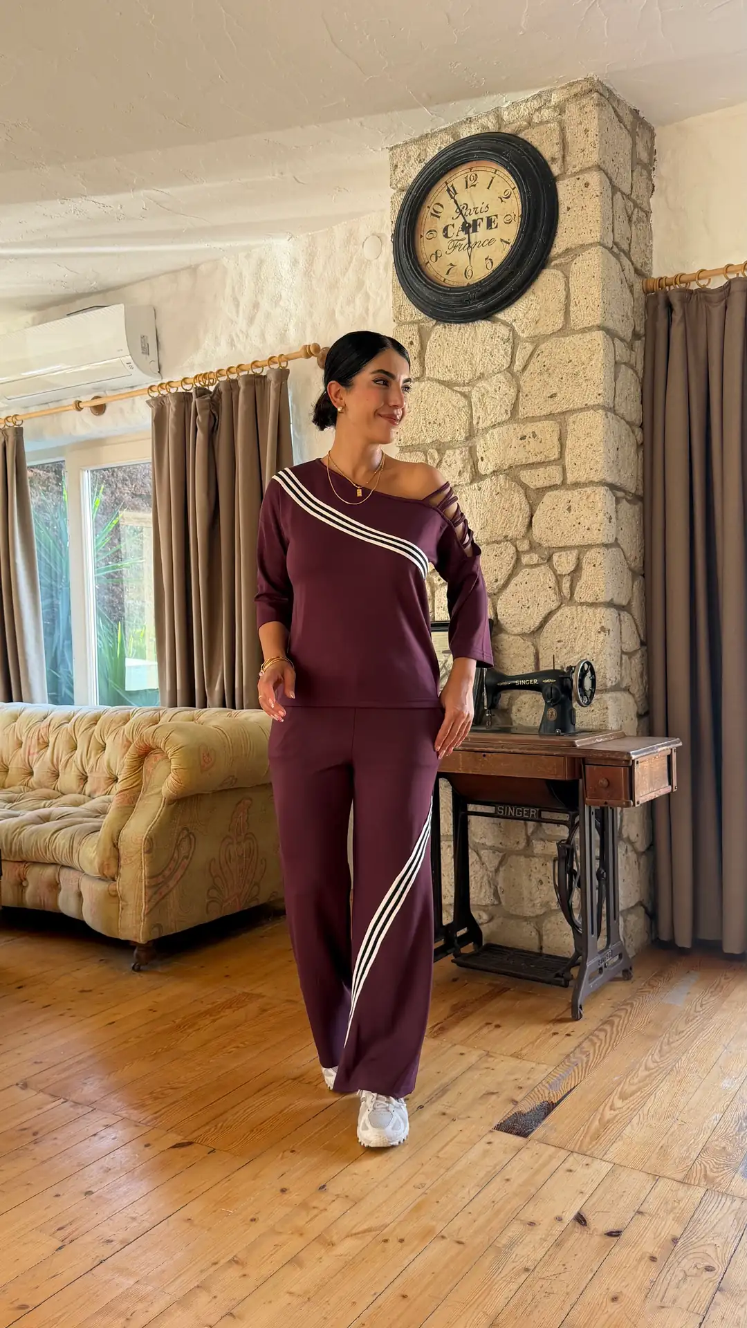 Calla Bordo Ribanalı İp Bağlamalı İkili Takım - Bordo