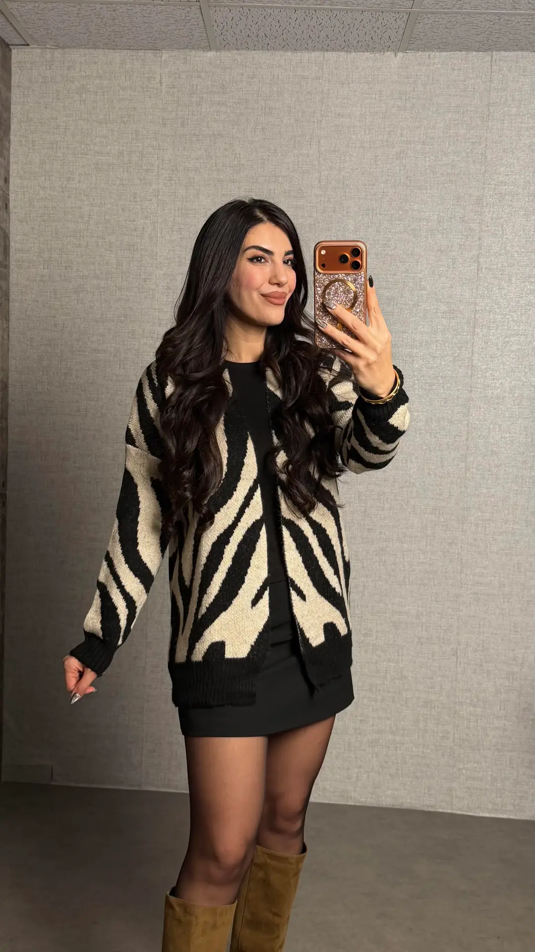 Lis Siyah Zebra Desen Hırka