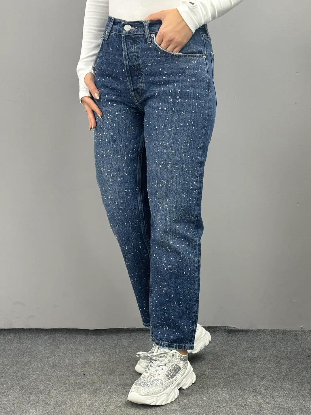 Zr. Taşlı Mavi Jean