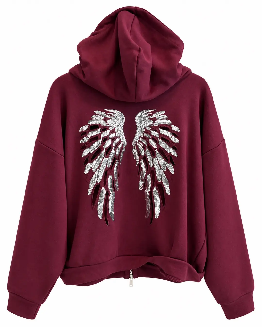 Wings Arkası Pullu Sweatshirt - Mürdüm