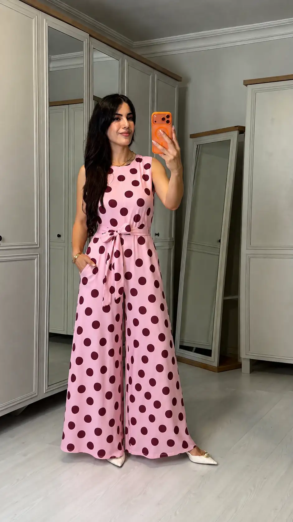 Linda Pembe Puantiyeli Tulum - Pembe