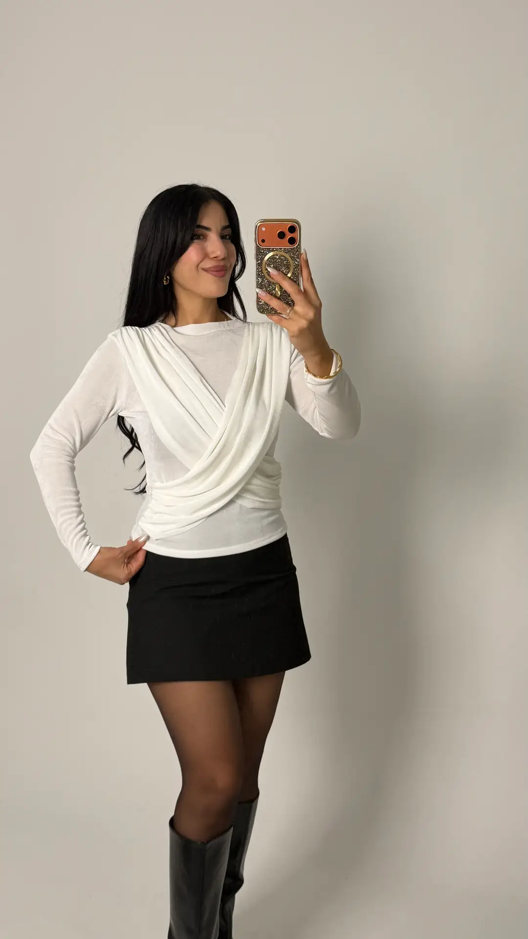 Lave Çift Kruvaze Detaylı Bluz - Beyaz