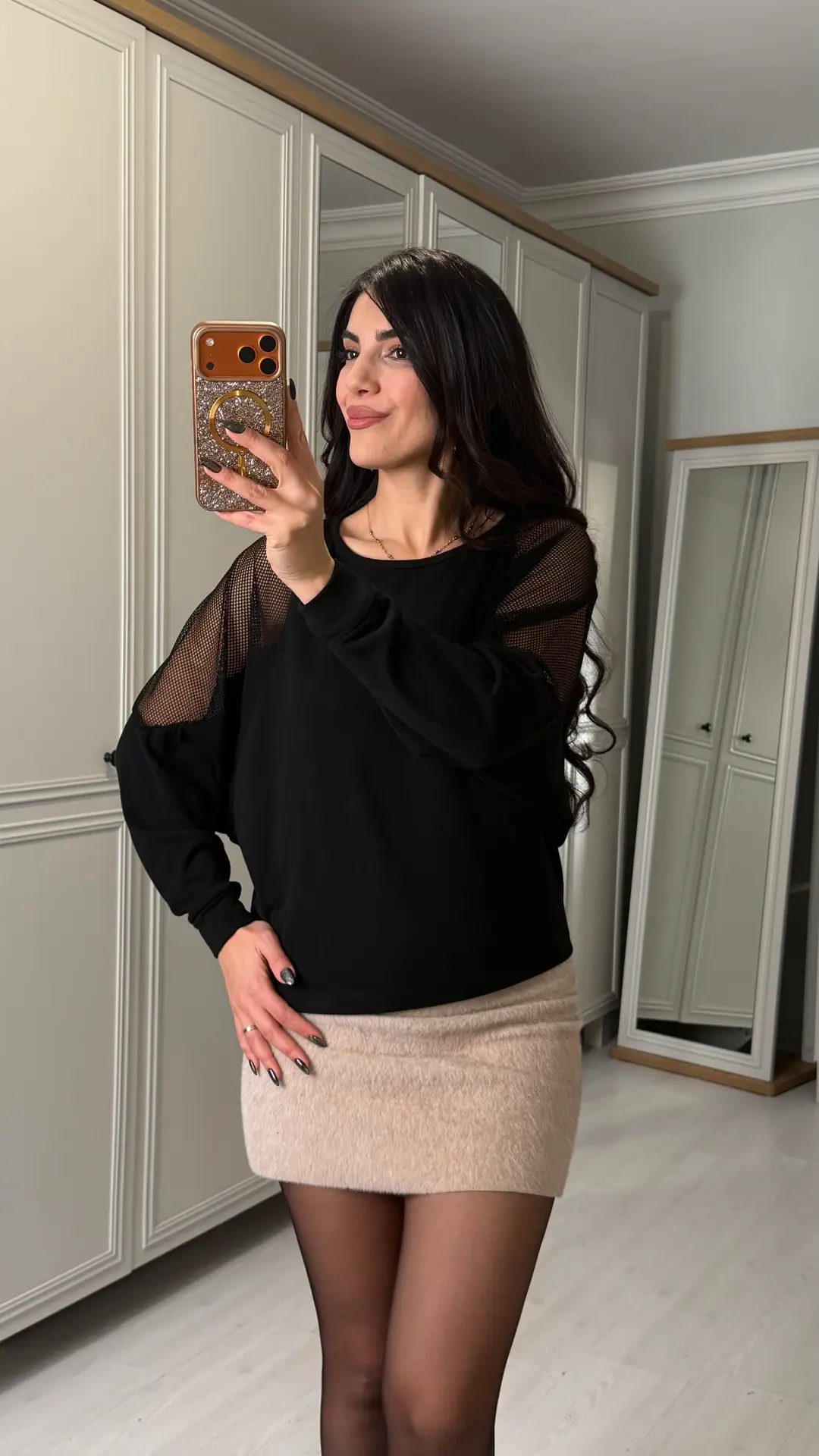 Dablin Siyah Kolları File Detaylı Bluz - Siyah