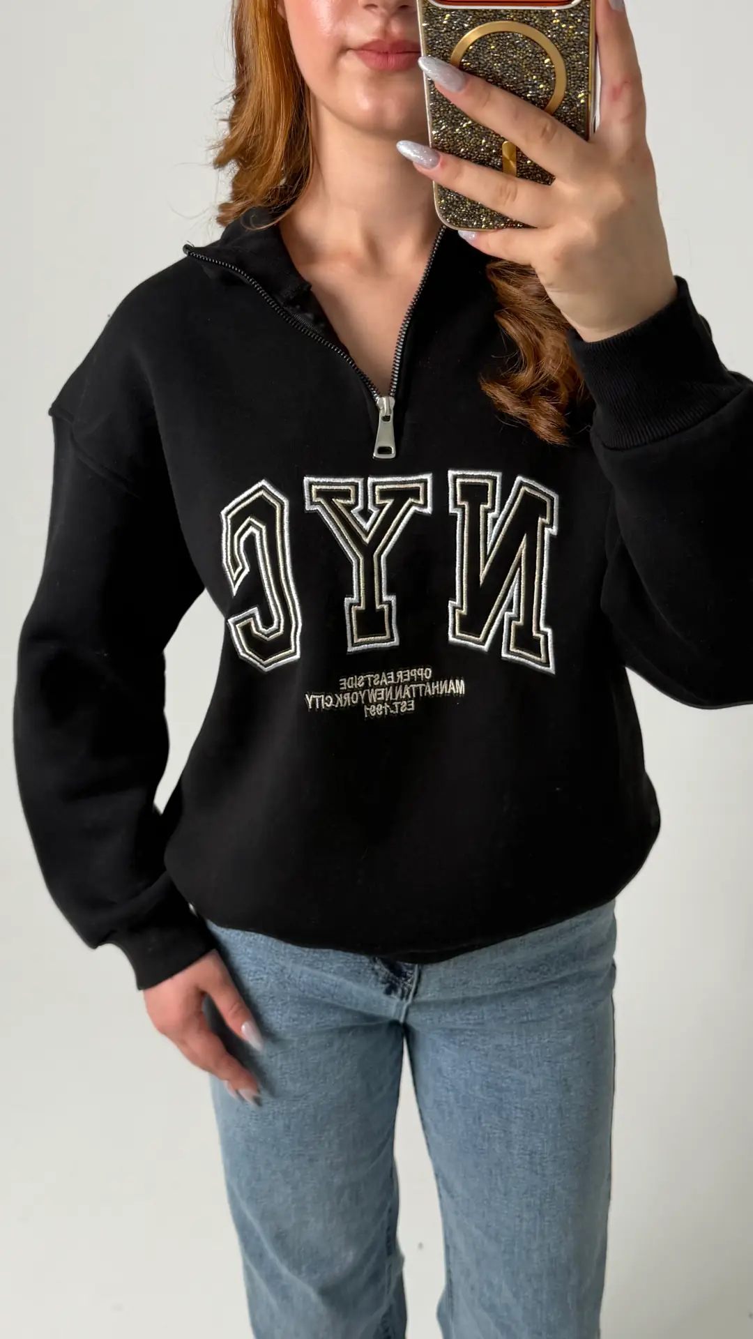 Nyc Fermuarlı Sweatshirt
