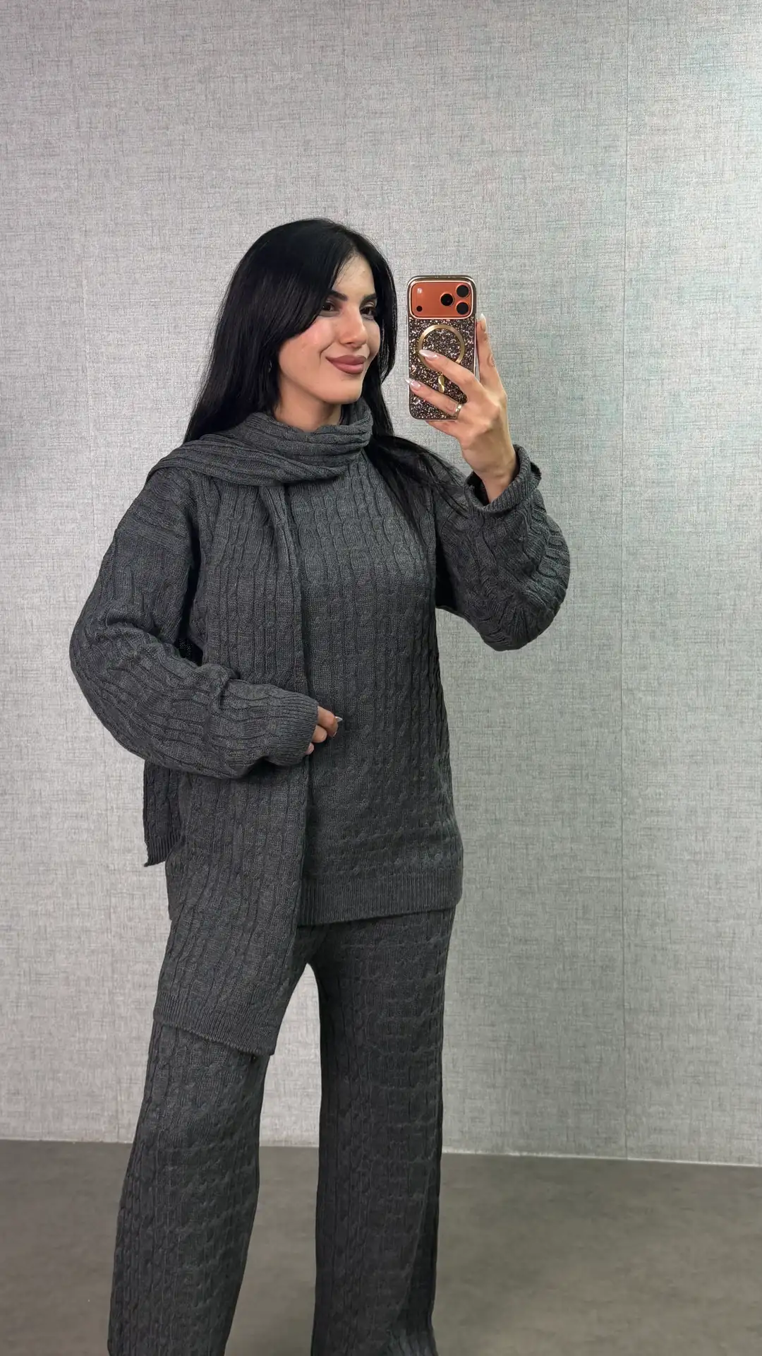 Nupi Atkılı İkili Triko Takım - Gri