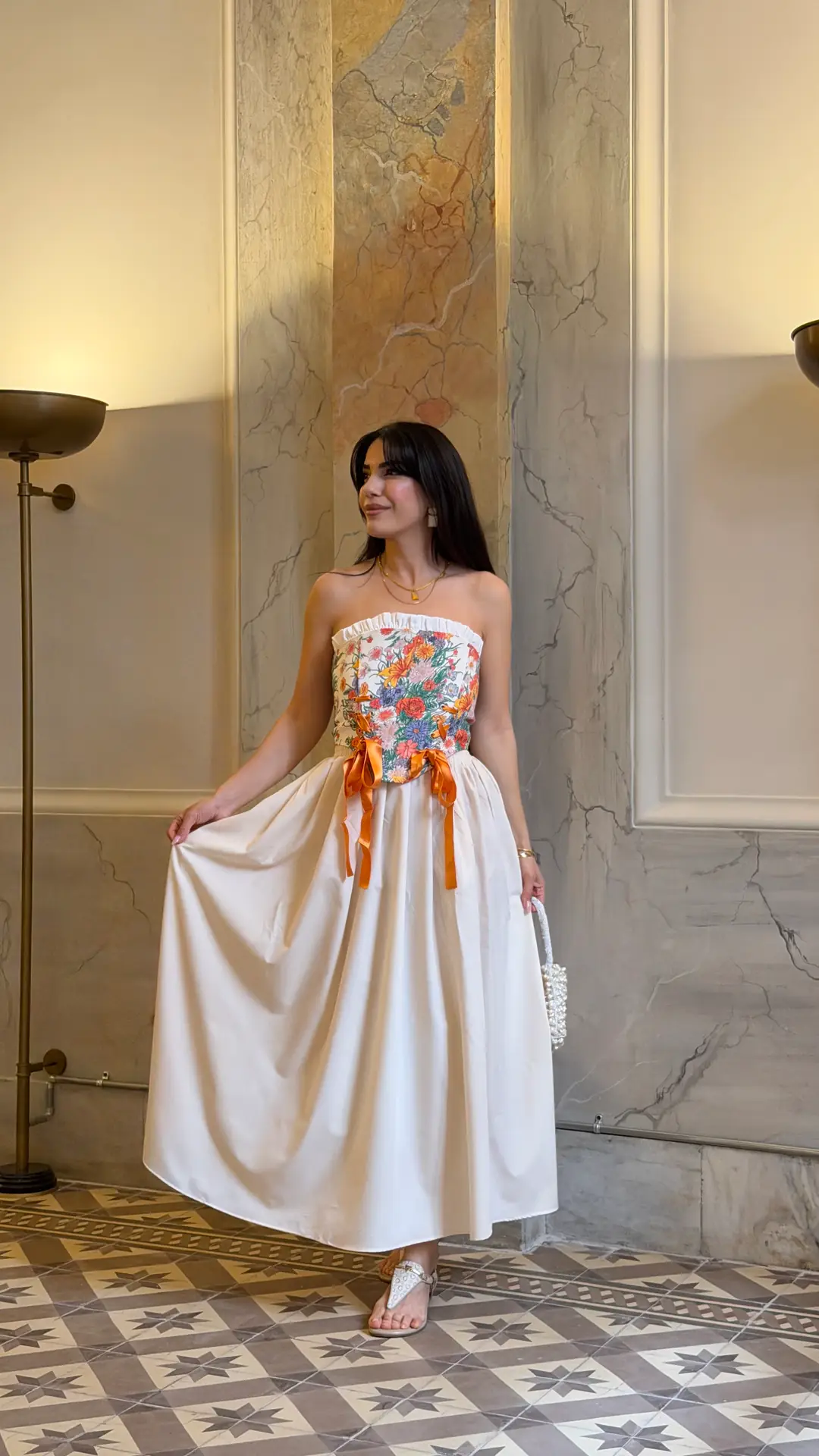 Verona Taş Rengi Beli Lastikli Poplin Etek - Taş