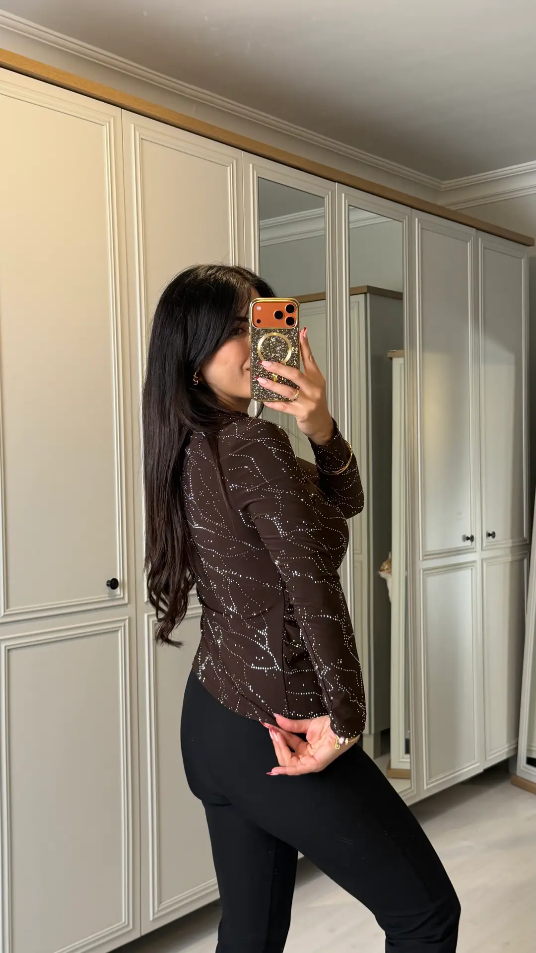 Rela Kahverengi Taşlı Sandy Bluz