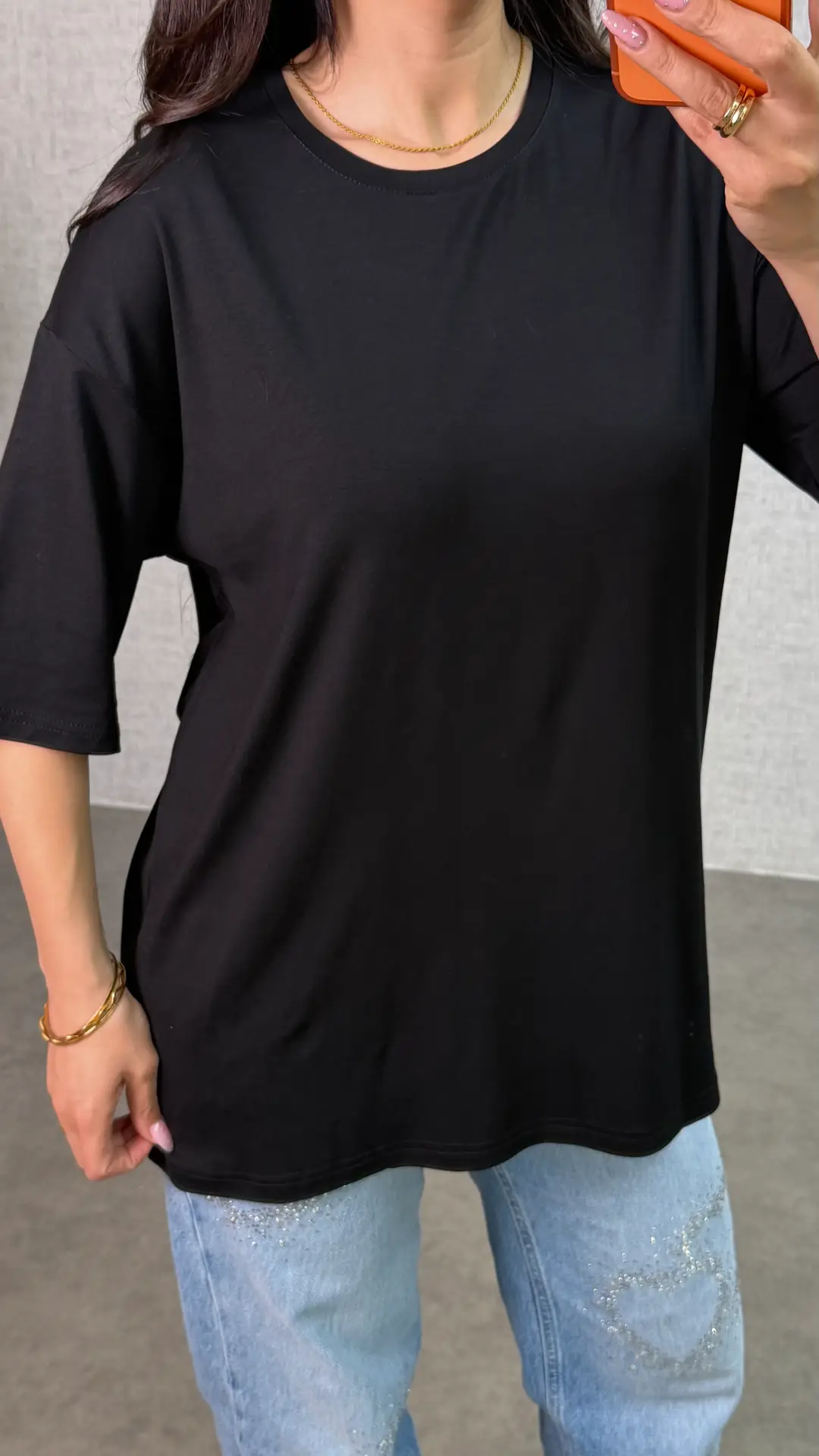 Valu Siyah Oversize Basic Tişört