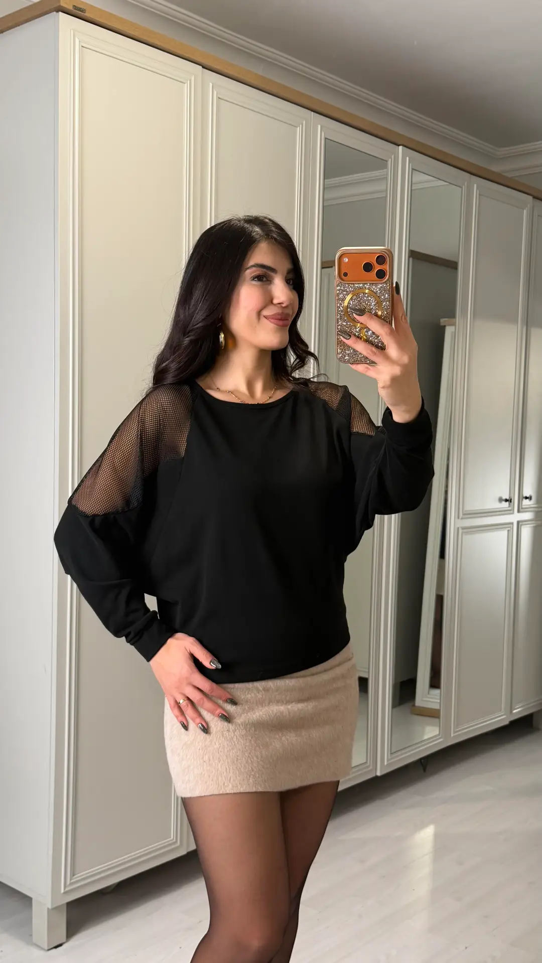 Dablin Siyah Kolları File Detaylı Bluz
