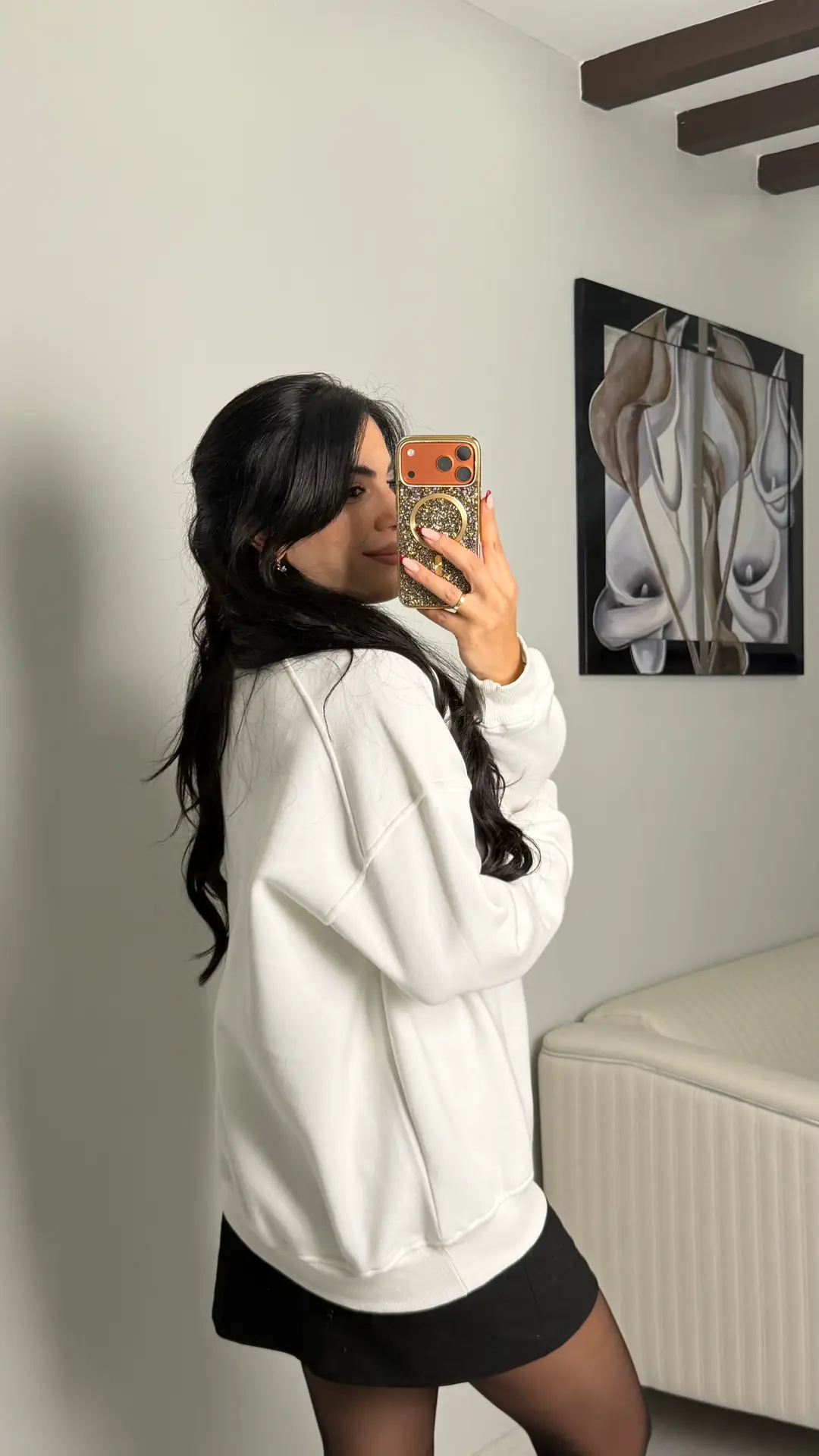 Vane Beyaz Bisiklet Yaka Sweatshirt