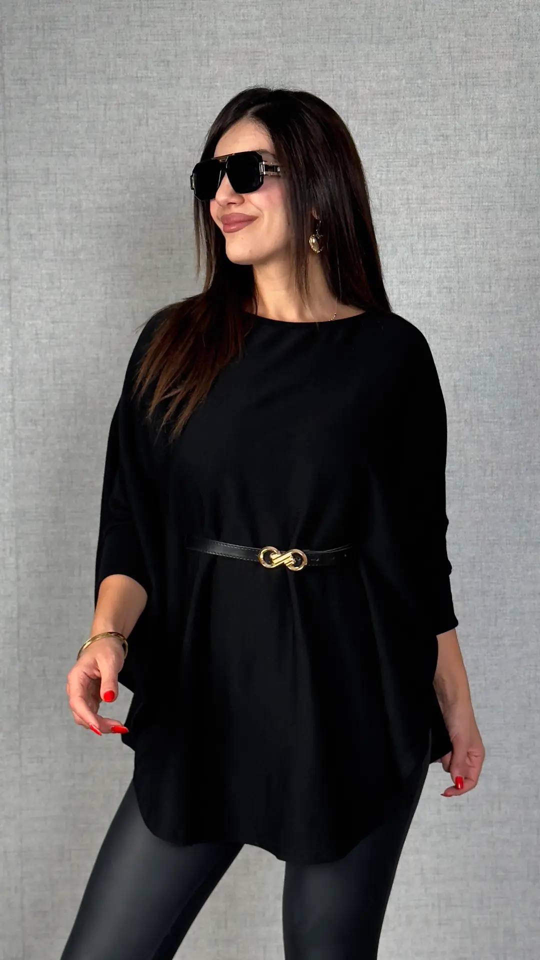 Milana Siyah Kemerli Triko Panço