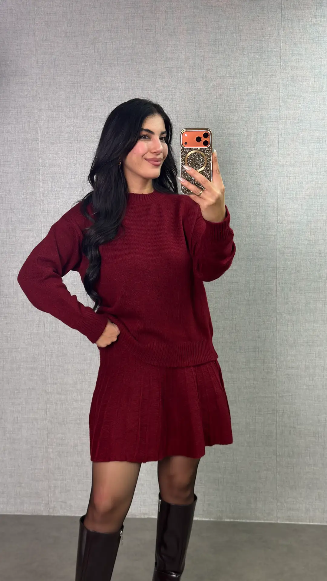 Frida Etekli Triko Takım - Bordo