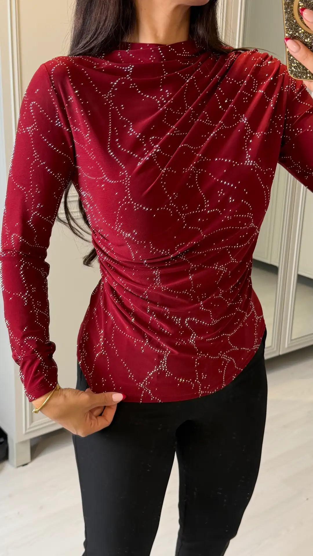 Rela Bordo Taşlı Sandy Bluz
